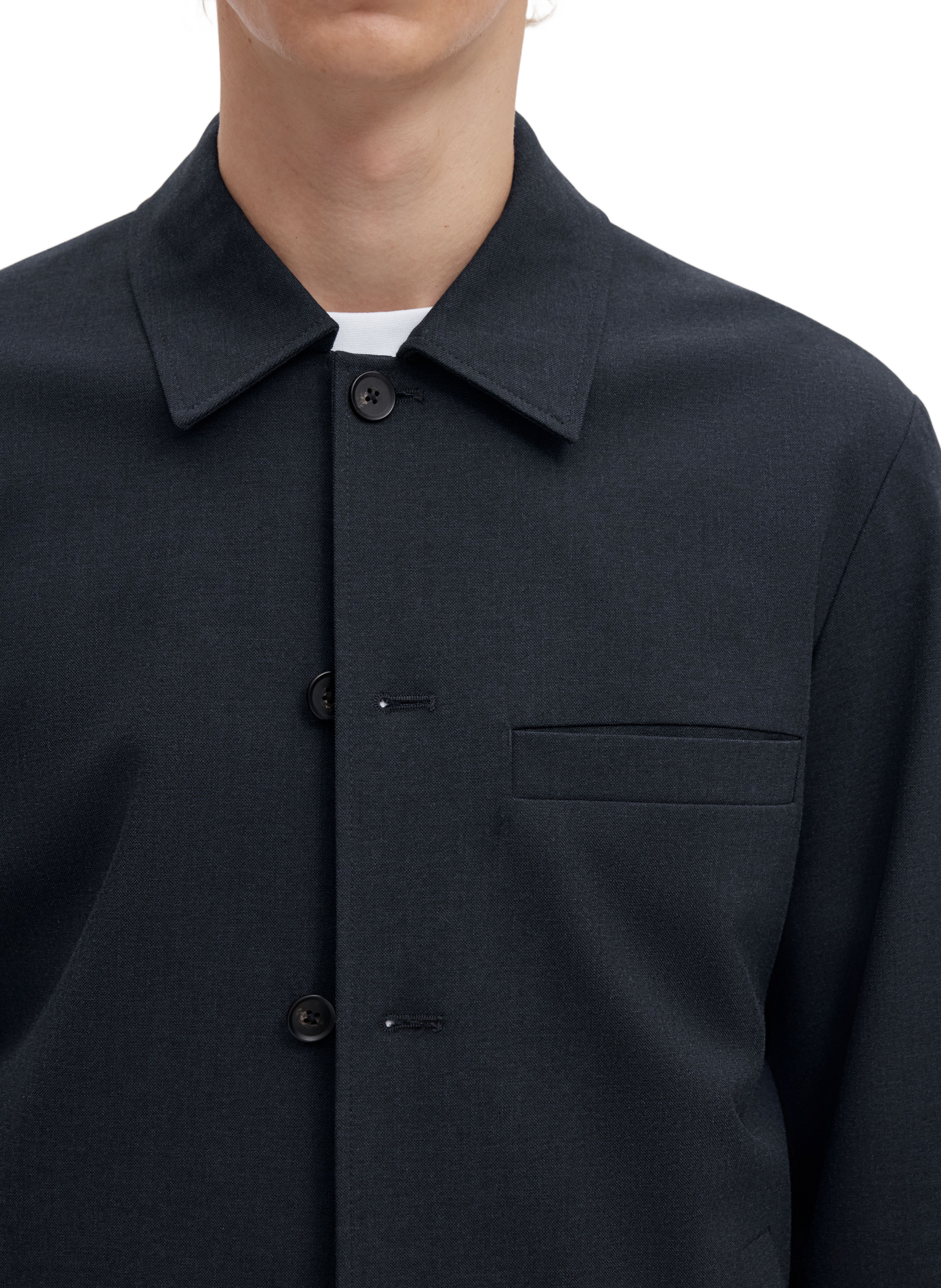 Gerade geschnittene Jacke mit klassischem Kragen und Knopfleiste SELECTED Blau