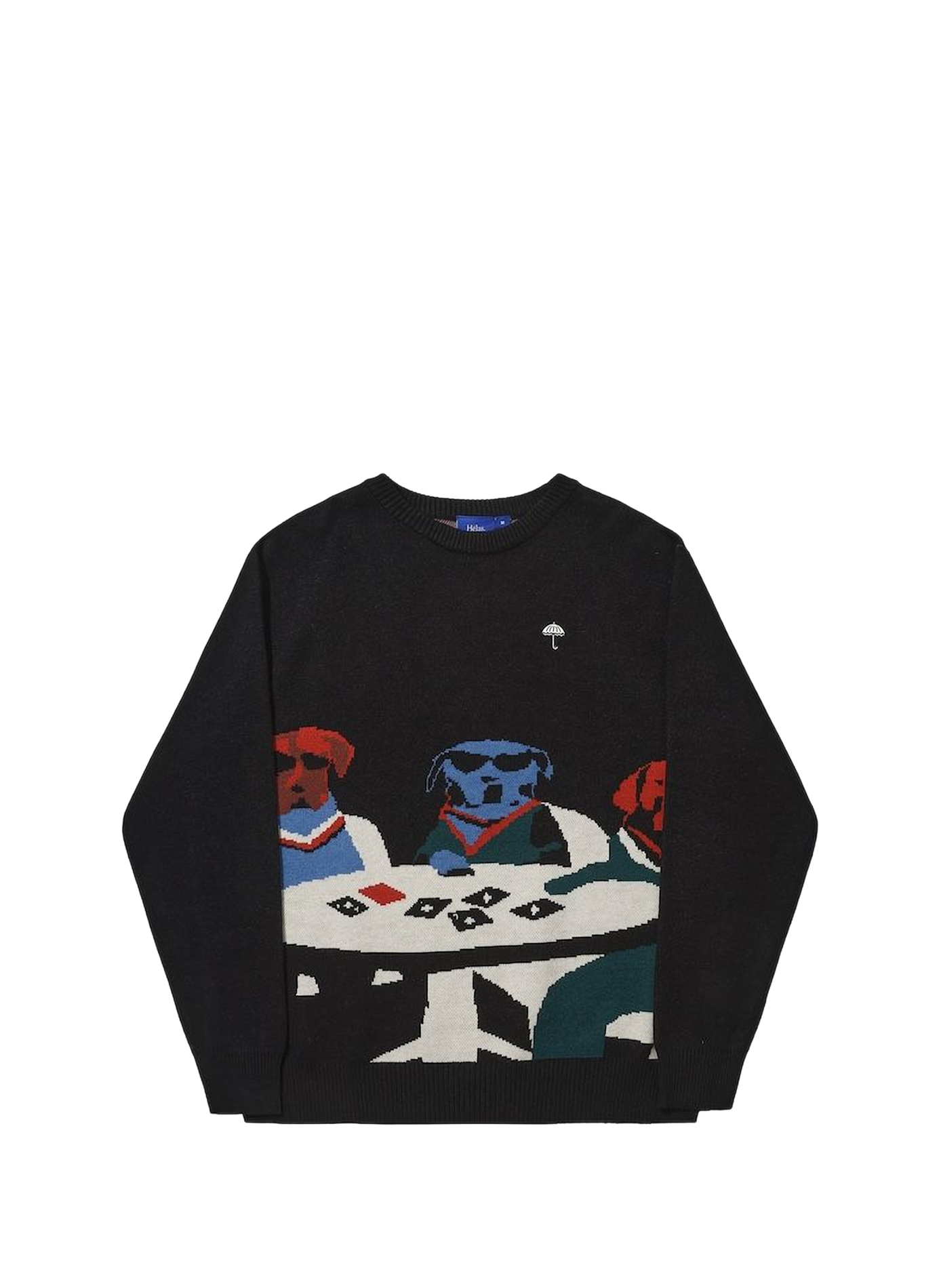 Gerade geschnittener Pullover mit Rundhalsausschnitt und Print HELAS CAPS Schwarz