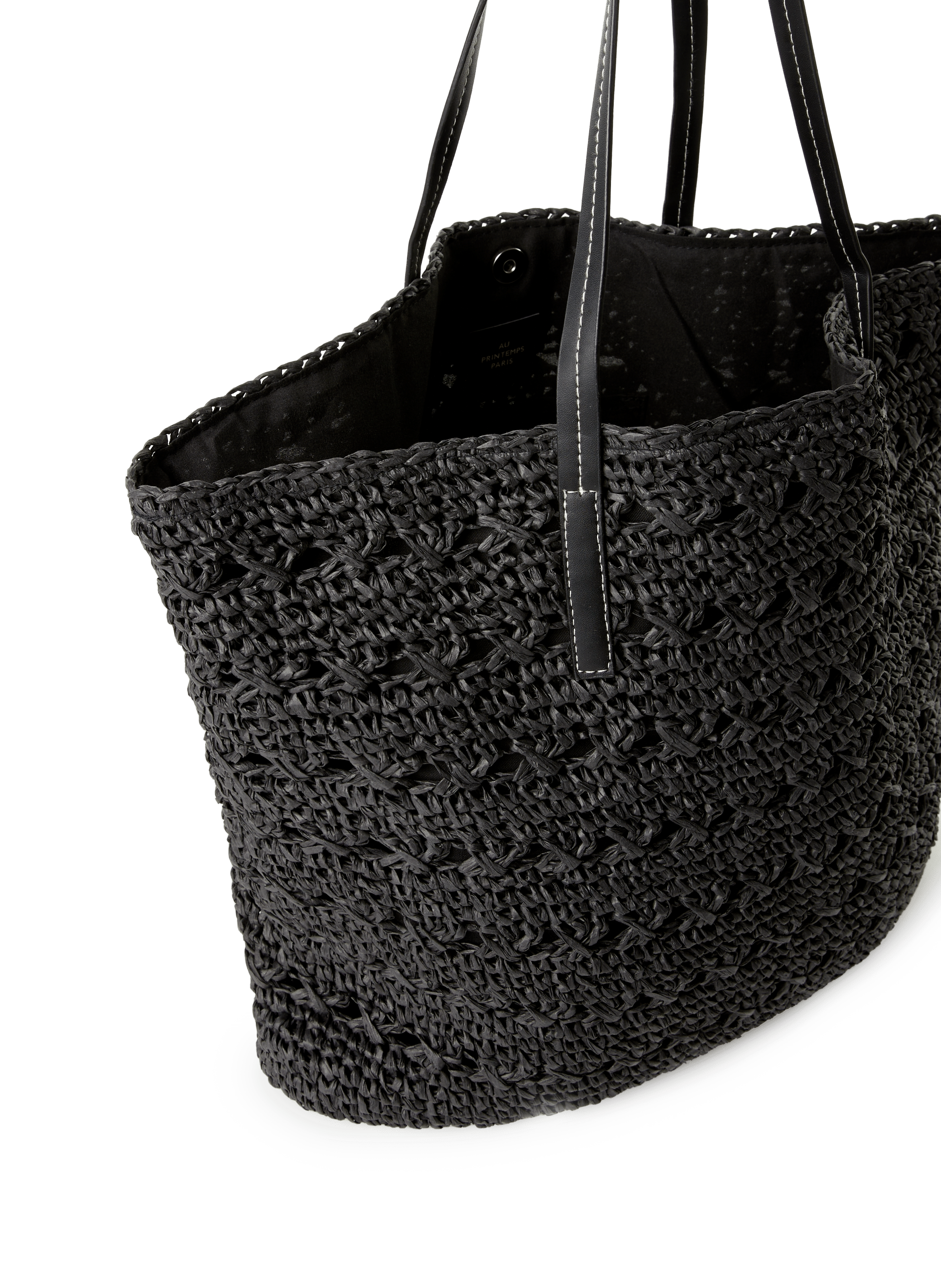 Sac cabas en raphia AU PRINTEMPS PARIS Noir