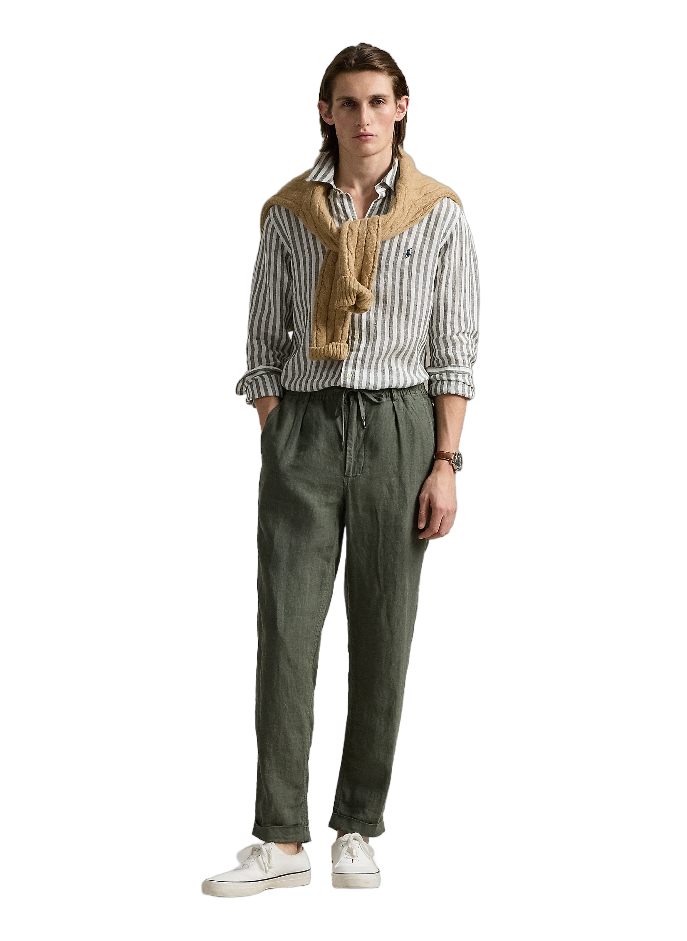 Striped linen shirt POLO RALPH LAUREN Green