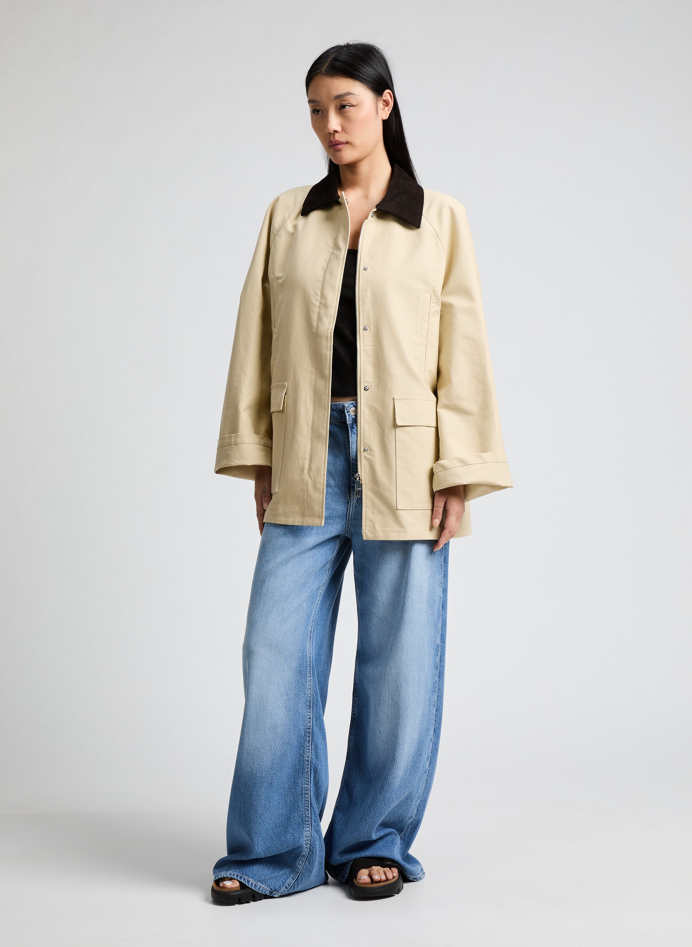 Straight-fit cotton jacket TOTEME Beige