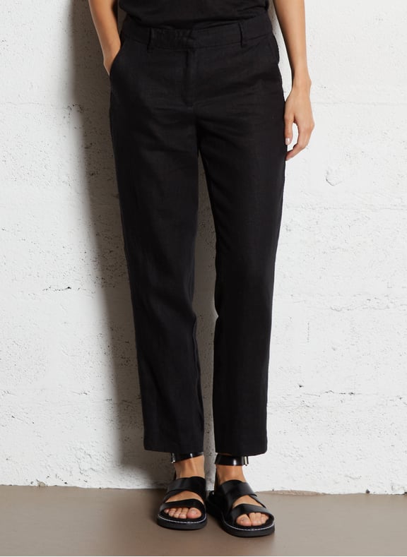 Pantalon droit en lin paolo Noir by MAISON 123 MAISON 123 Pantalon droit en lin paolo Noir