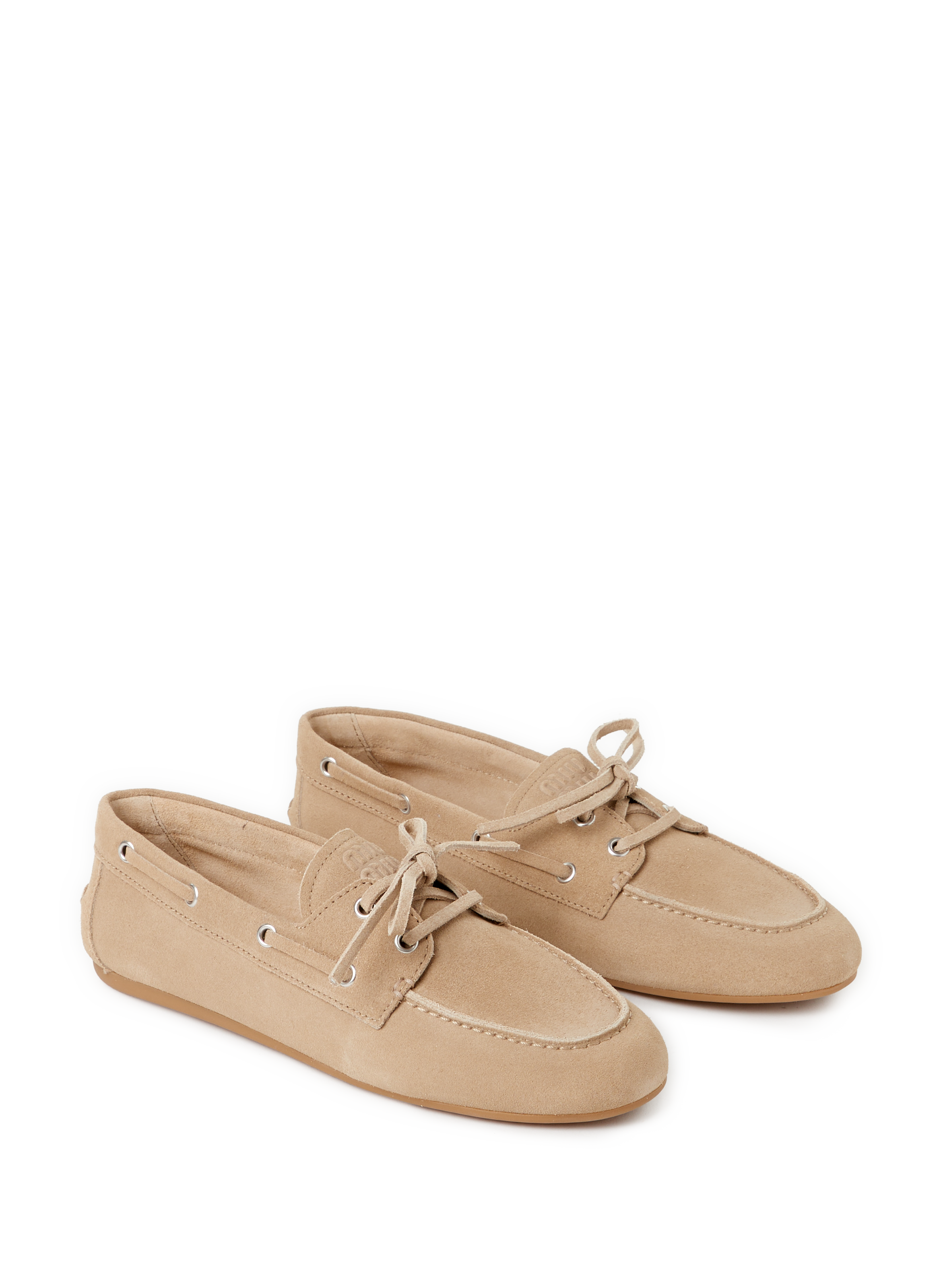 Mocassins en cuir suédé MIU MIU Blanc