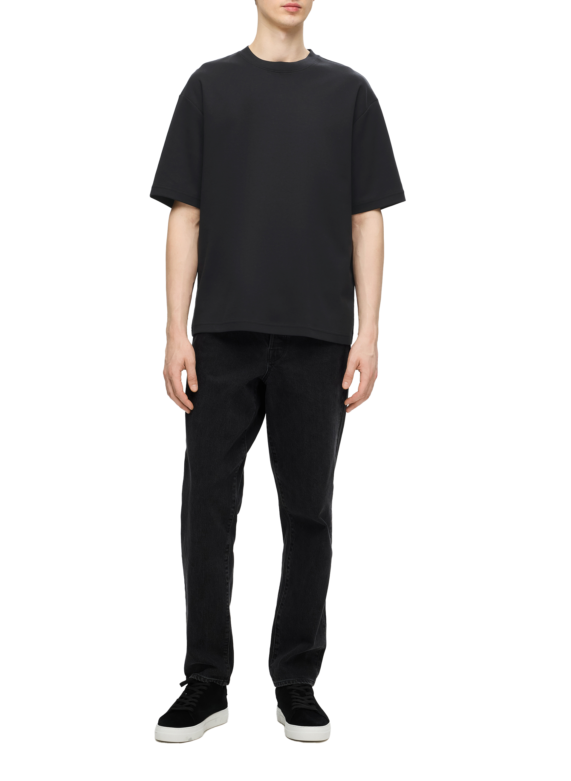 Plain t-shirt in blended cotton SELECTED Black