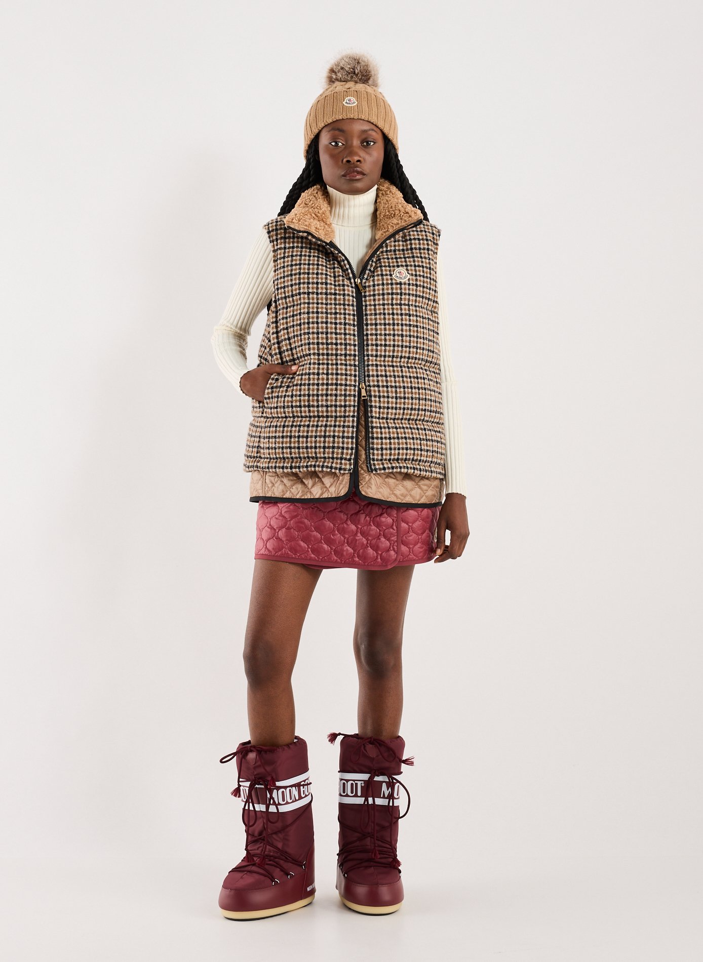 Short quilted skirt MONCLER Red