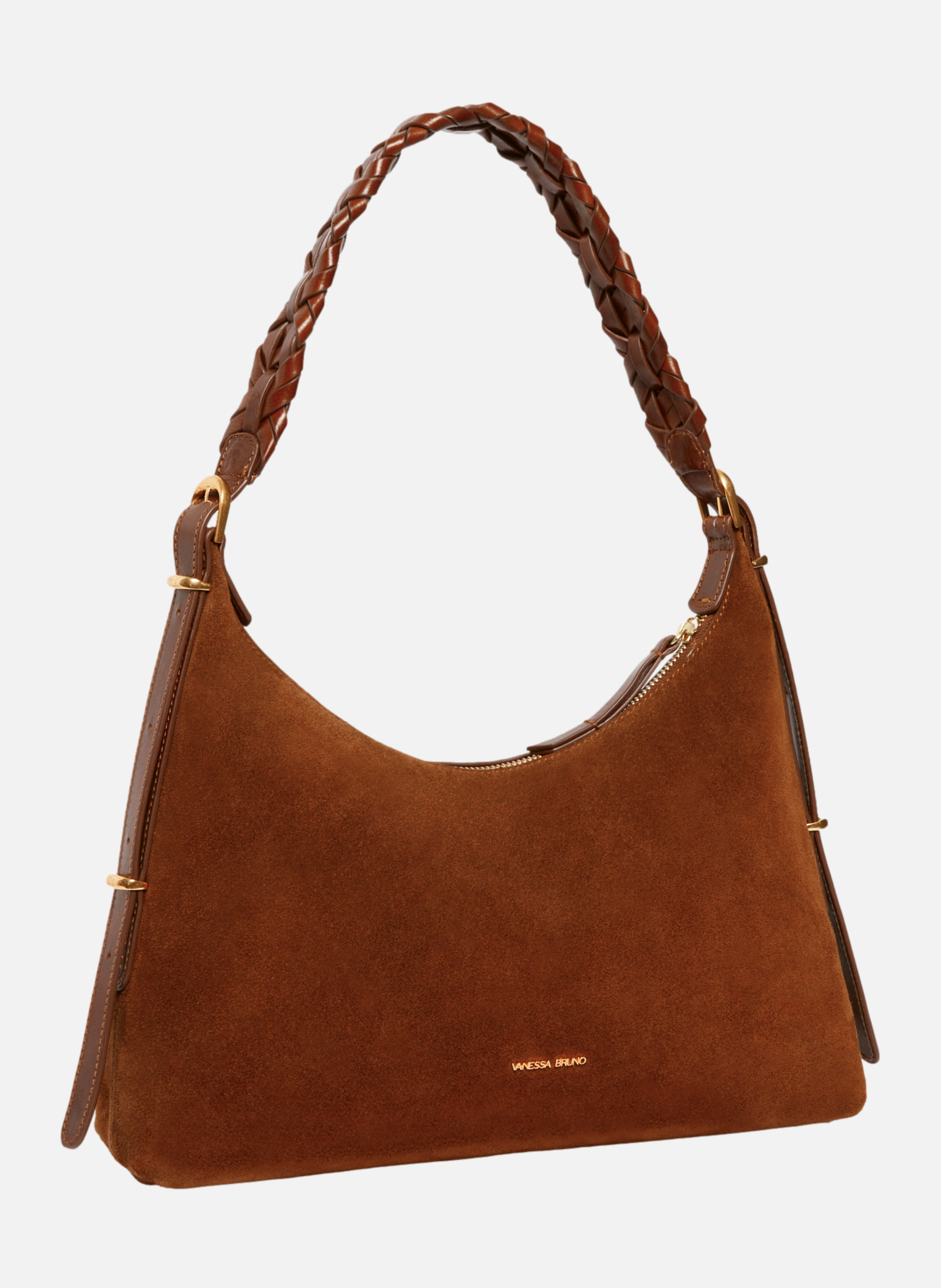 Petit sac hobo jess en cuir velours VANESSA BRUNO Marron