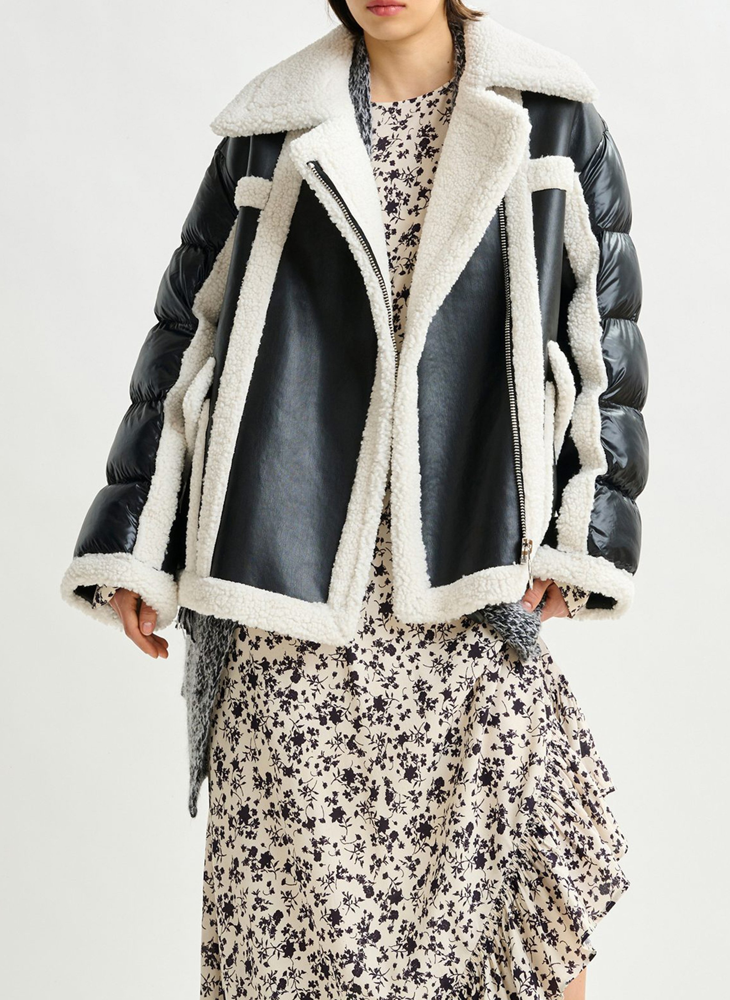 Veste col tailleur en shearling ifie ESSENTIEL ANTWERP Noir