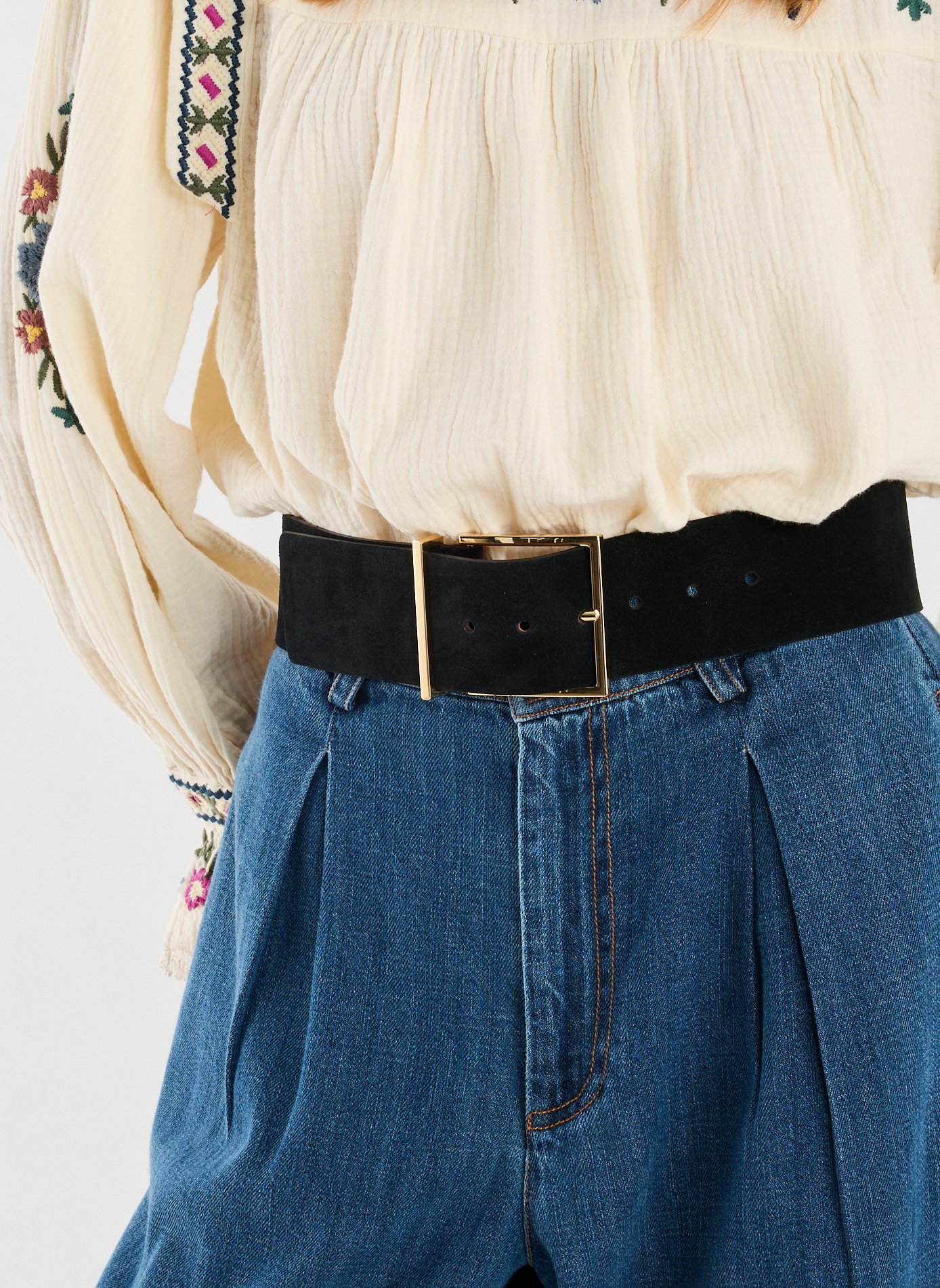 Large ceinture en cuir suédé SAISON 1865 Noir