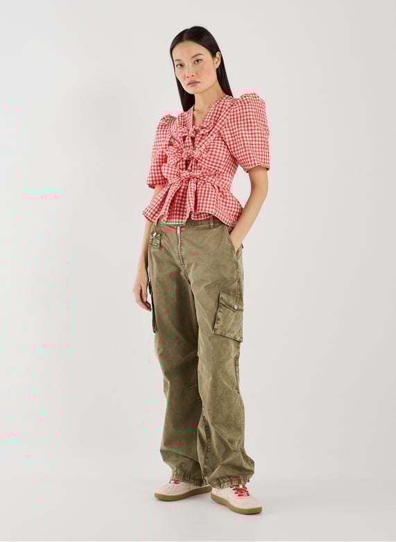 Cargo délavé en coton | Kaki by GANNI Cargo délavé en coton Kaki