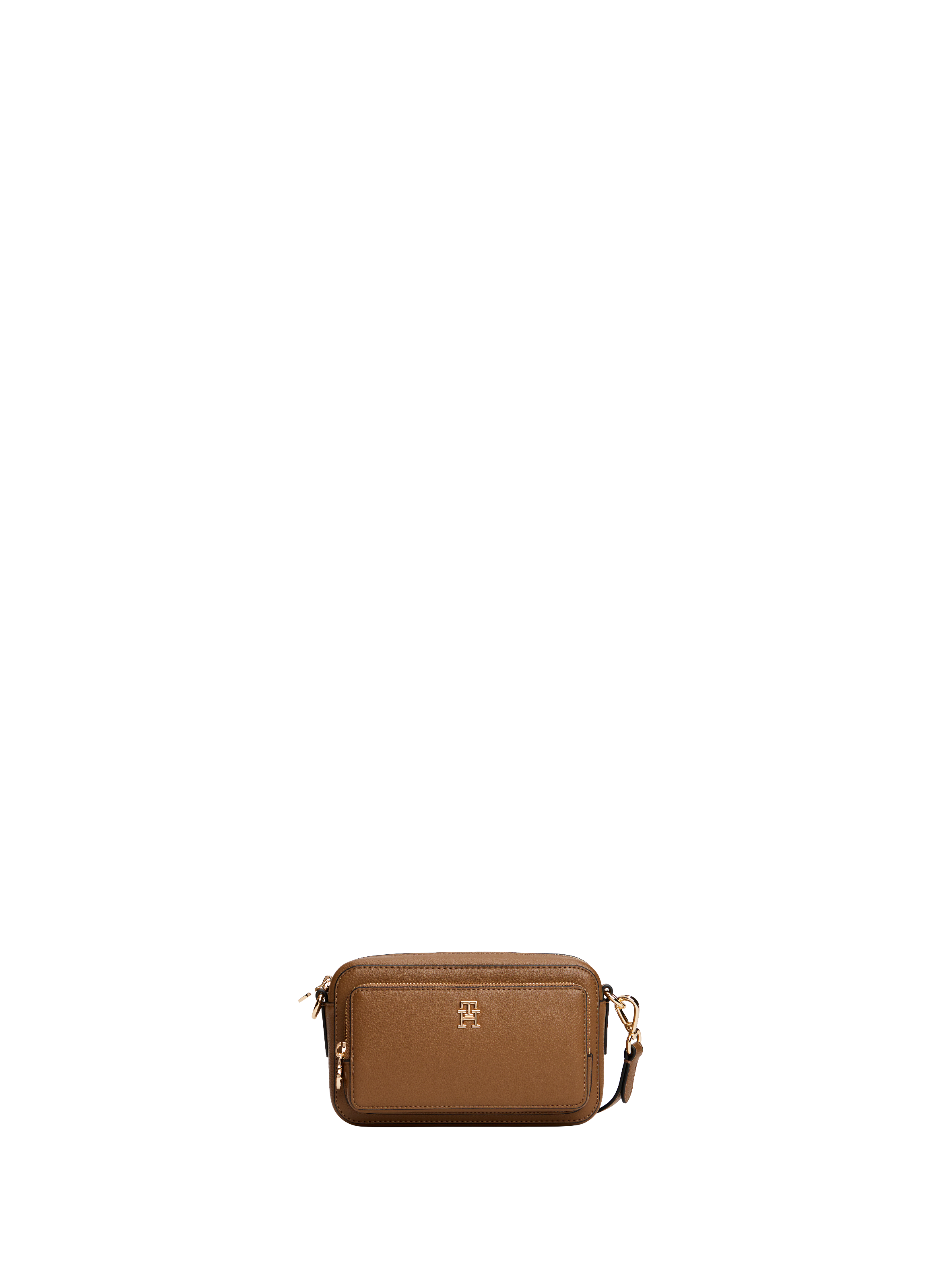 Shoulder bag in faux leather with logo TOMMY HILFIGER Brown