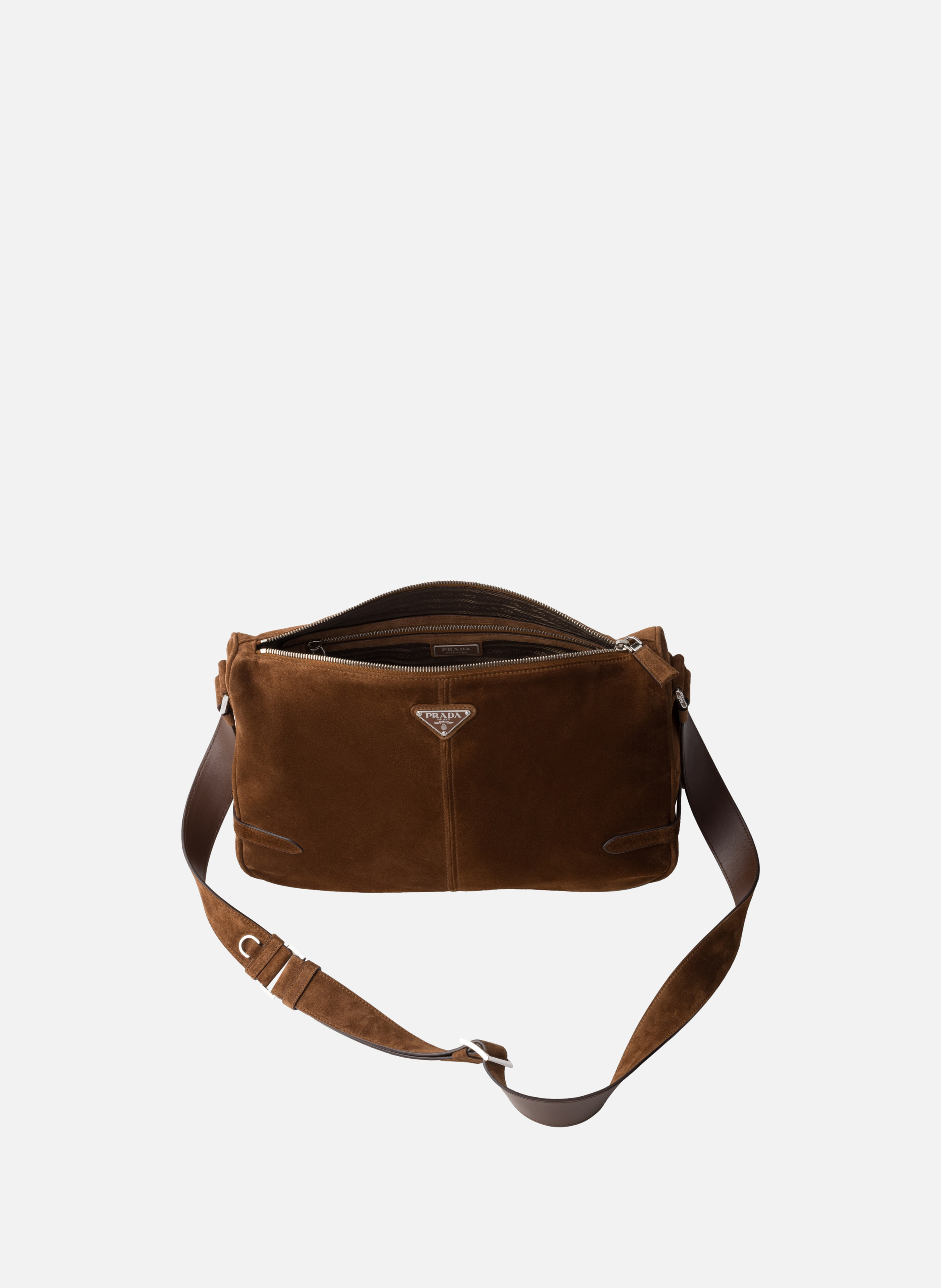 Sac à bandoulière en suède PRADA Marron