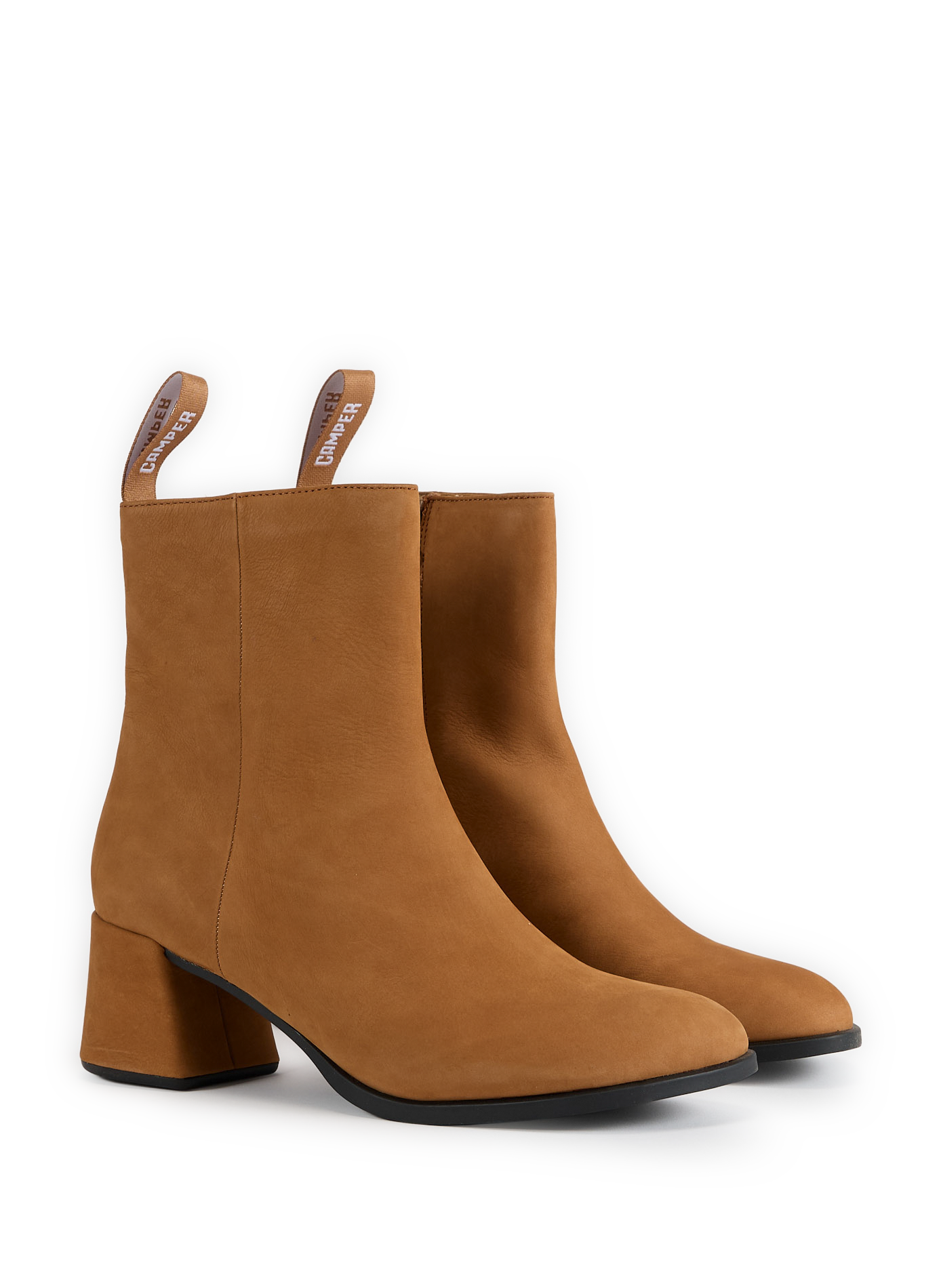 Suede leather heeled ankle boots CAMPER Brown