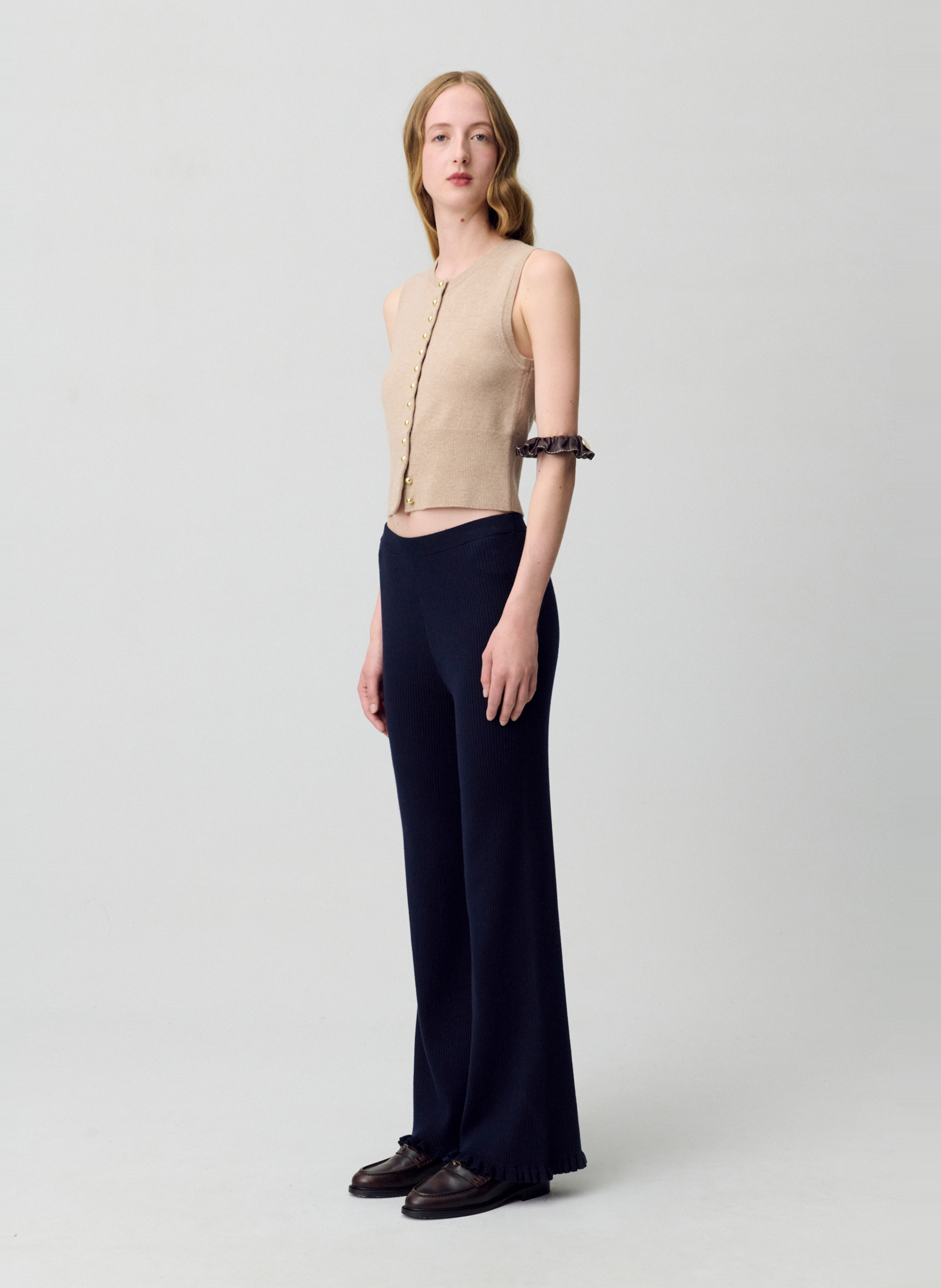 Pantalon flare en maille malona CLAUDIE PIERLOT Bleu