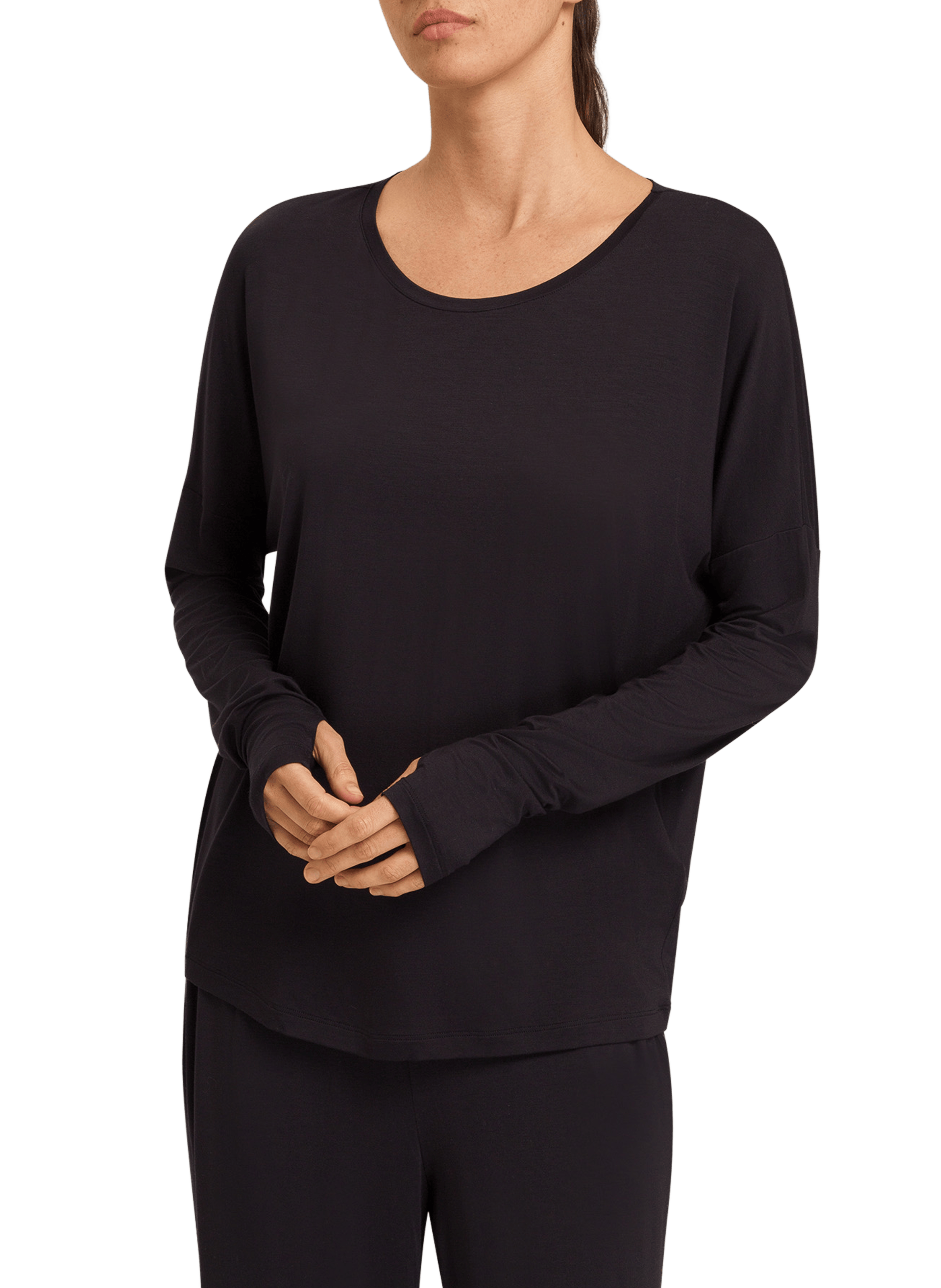 HANRO T-shirt à manches longues en modal Noir