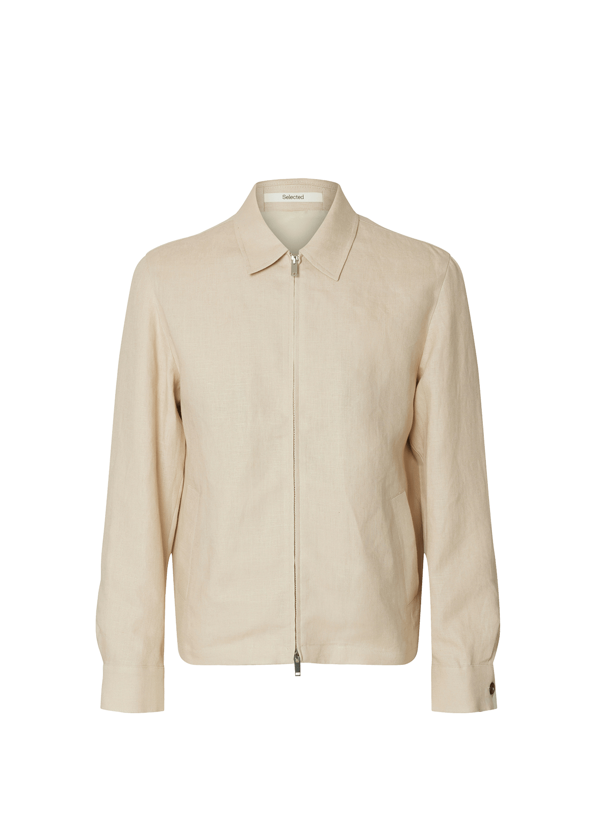 Solid linen jacket with classic collar SELECTED Beige