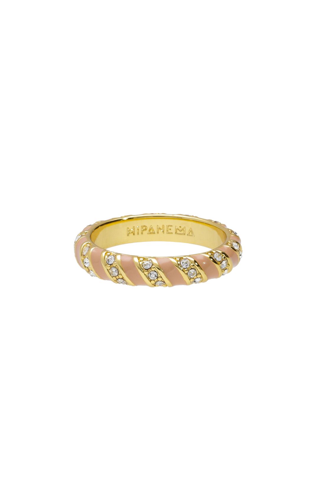 Bague avec email coloré et zircon en laiton doré azuria HIPANEMA Rose