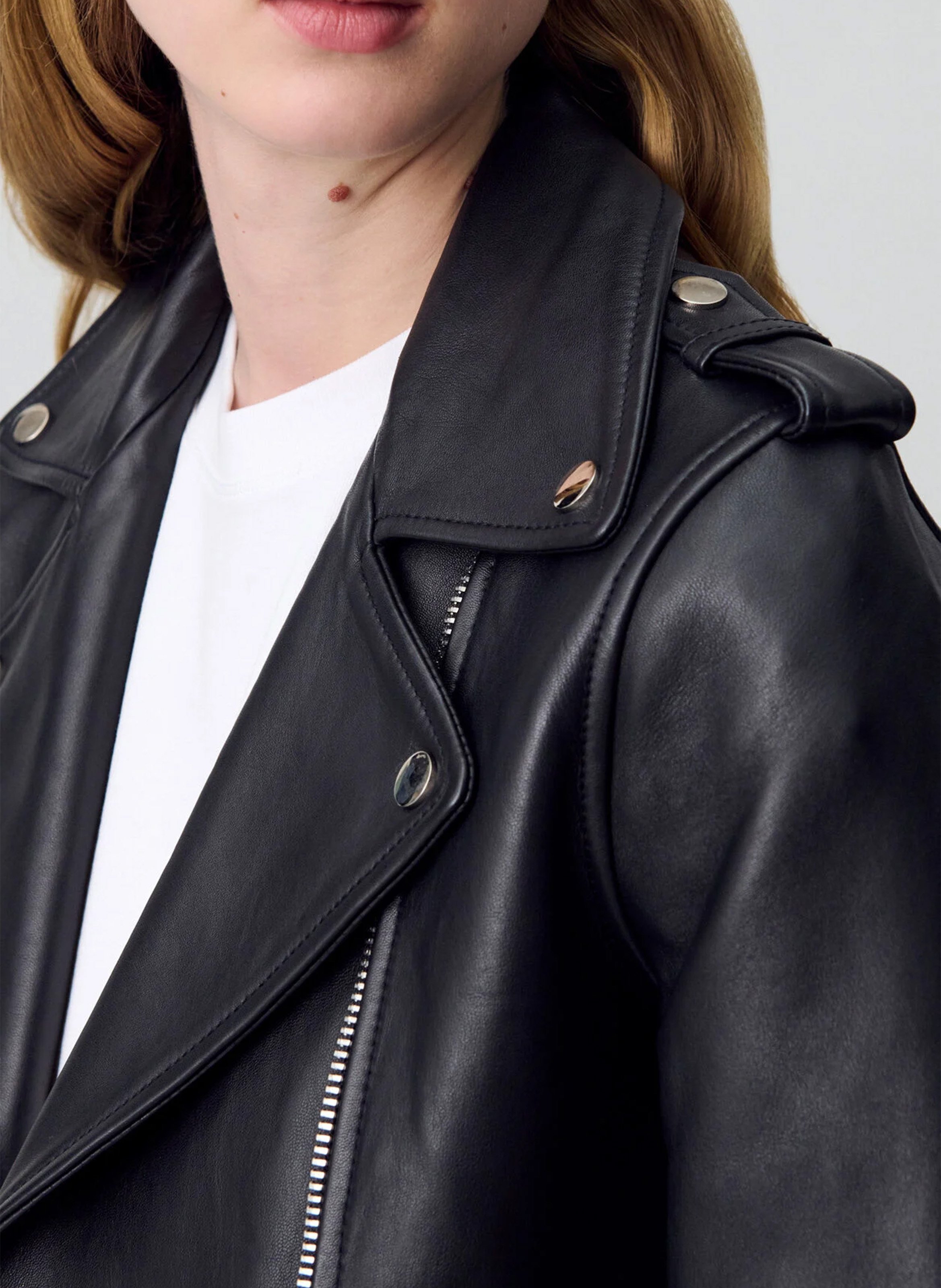 Blouson court en cuir CLAUDIE PIERLOT Noir
