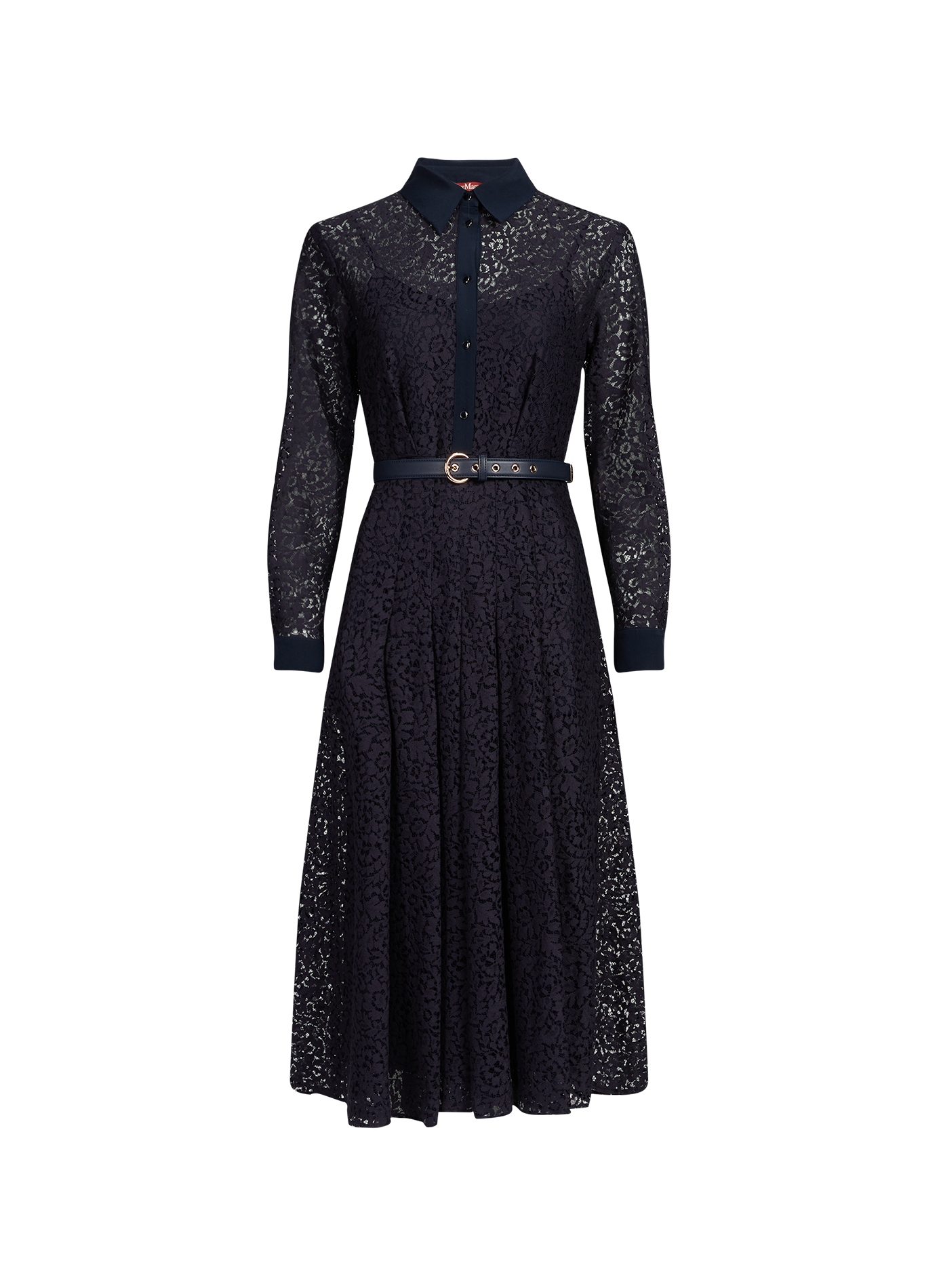 Robe midi en dentelle en coton mélangé MAX MARA Bleu