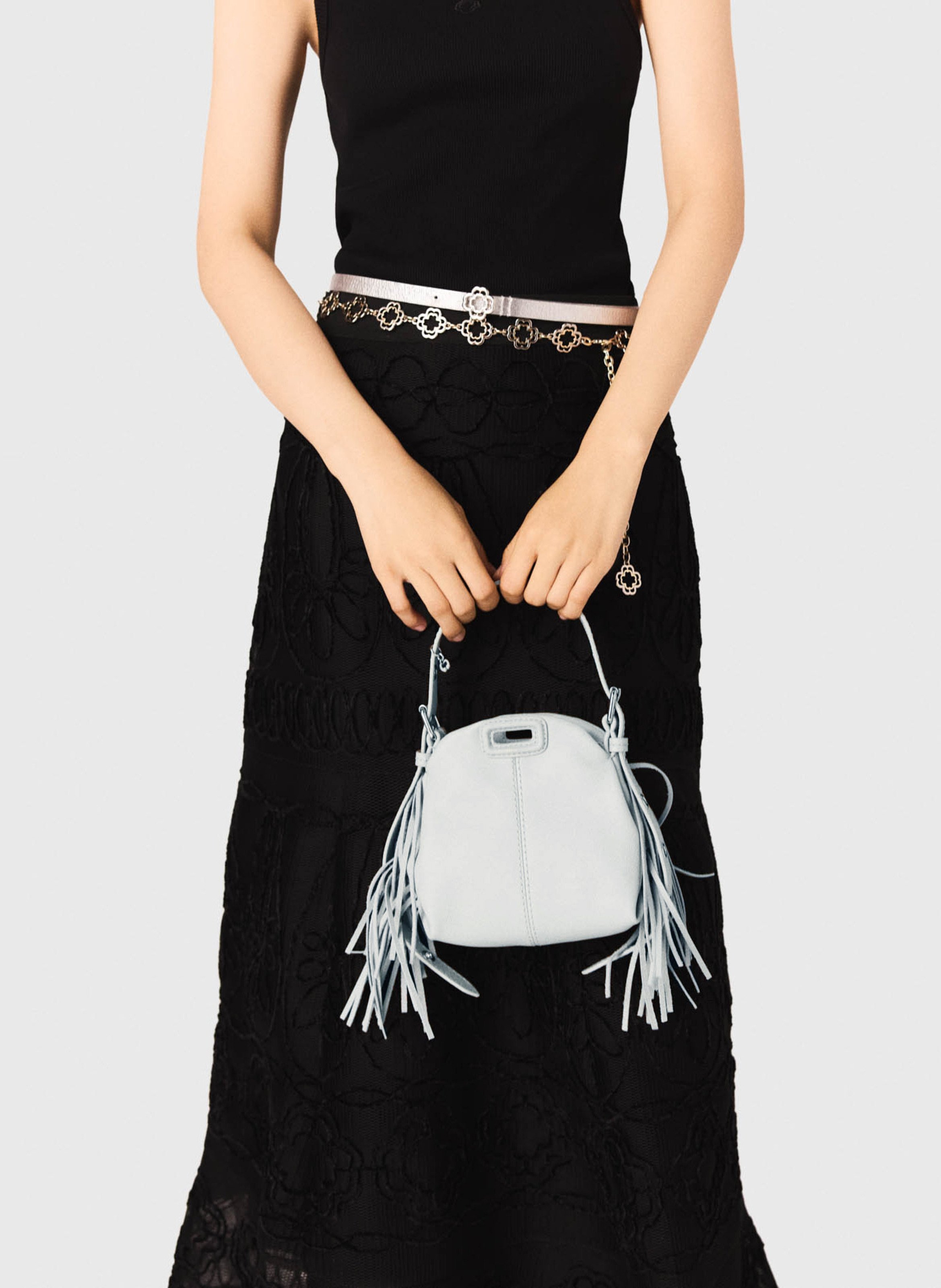 Sac porté épaule en cuir miss m MAJE Gris