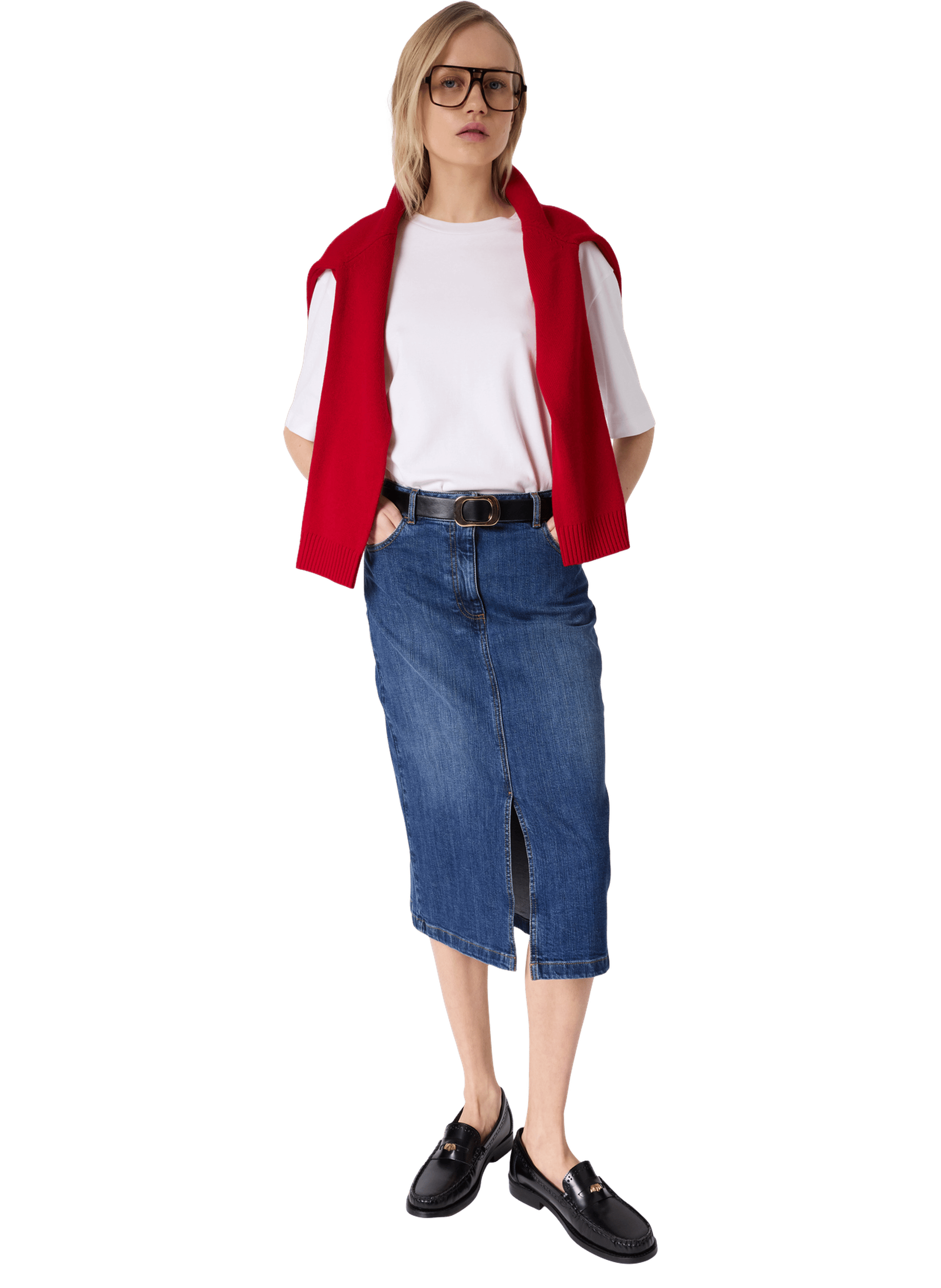 Jupe midi droite en denim - janaelle GERARD DAREL Bleu