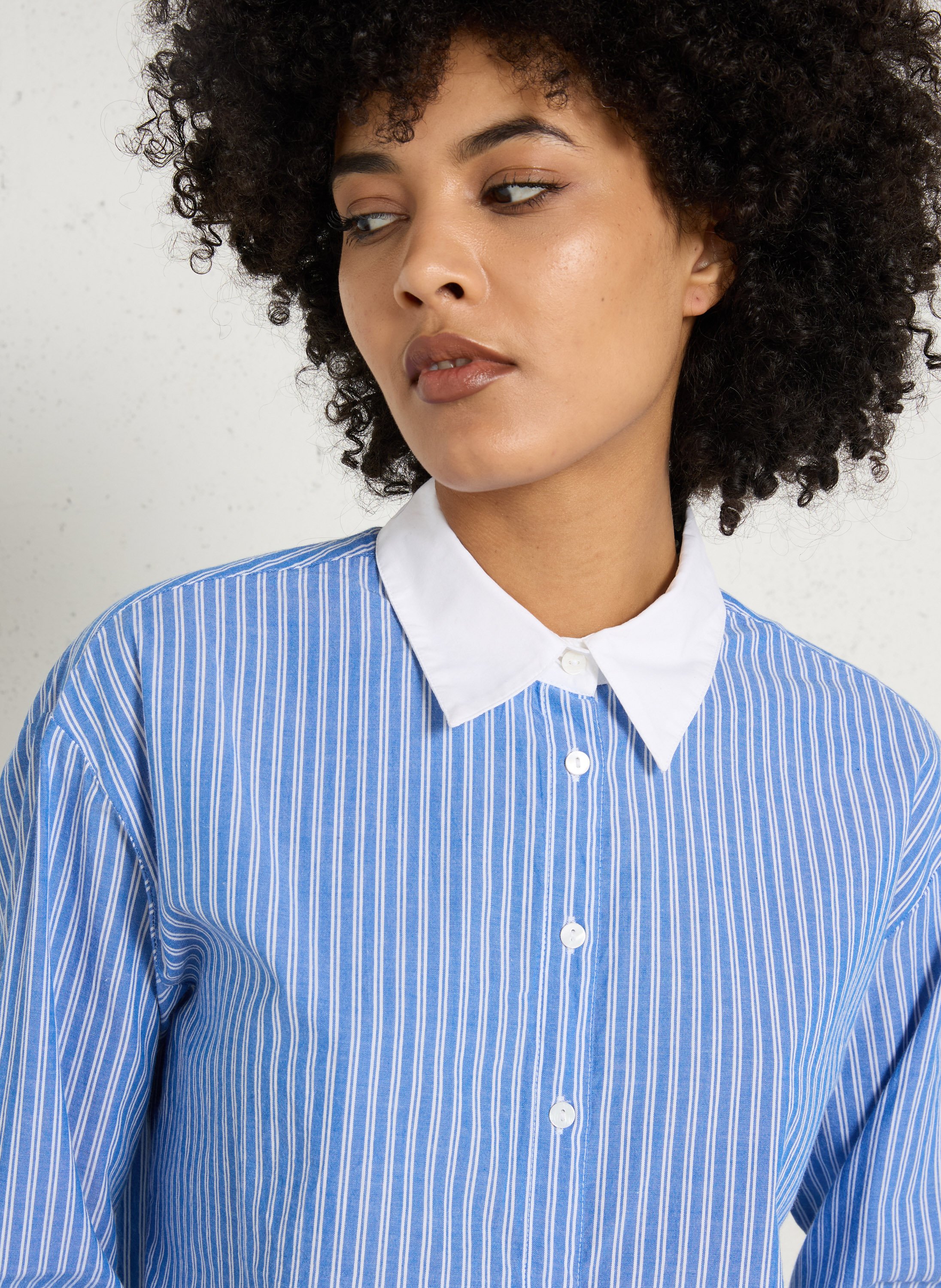 Chemise droite col classique en coton rayé divine MAISON 123 Bleu