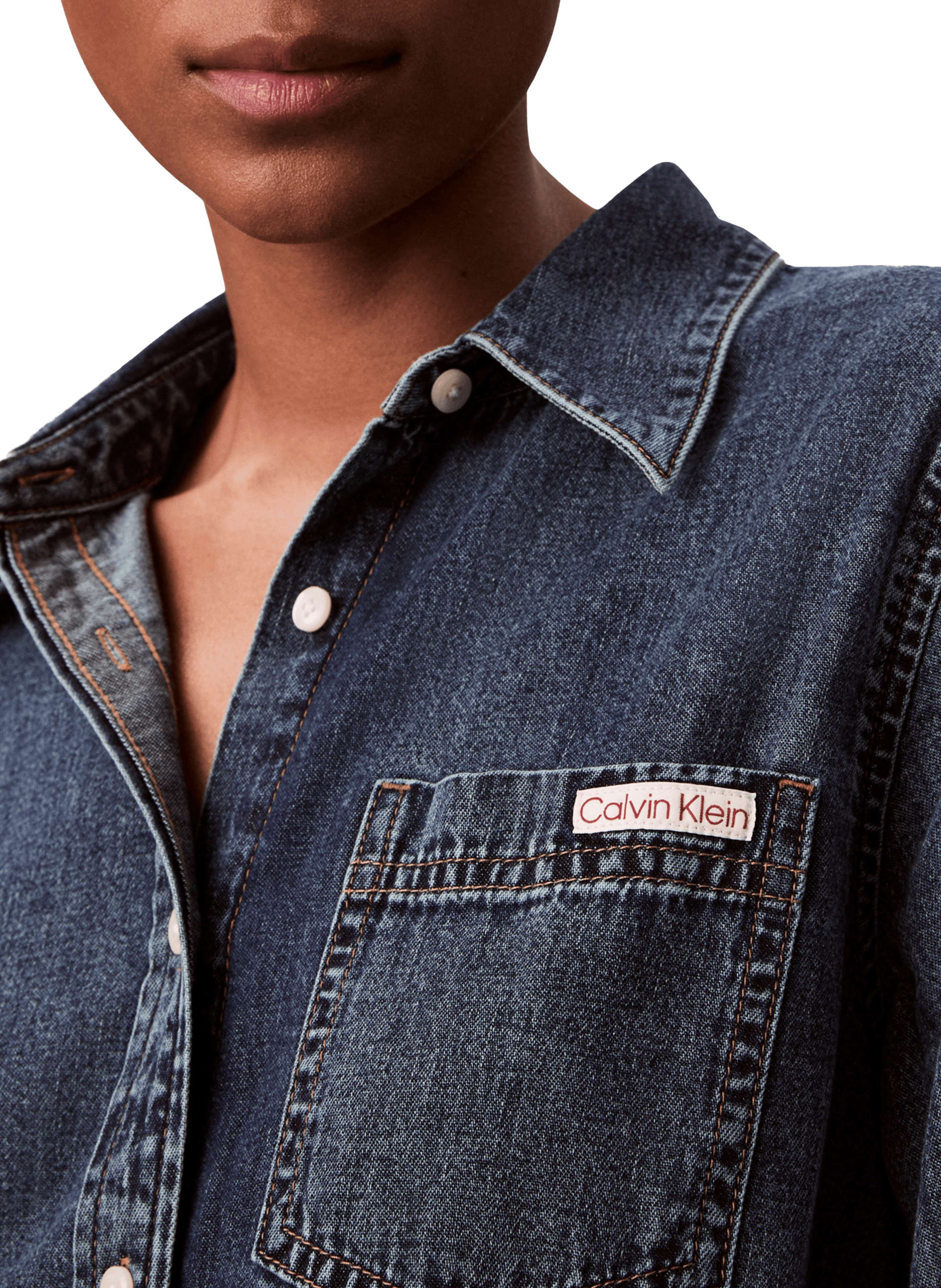 Chemise en denim de coton CALVIN KLEIN Bleu