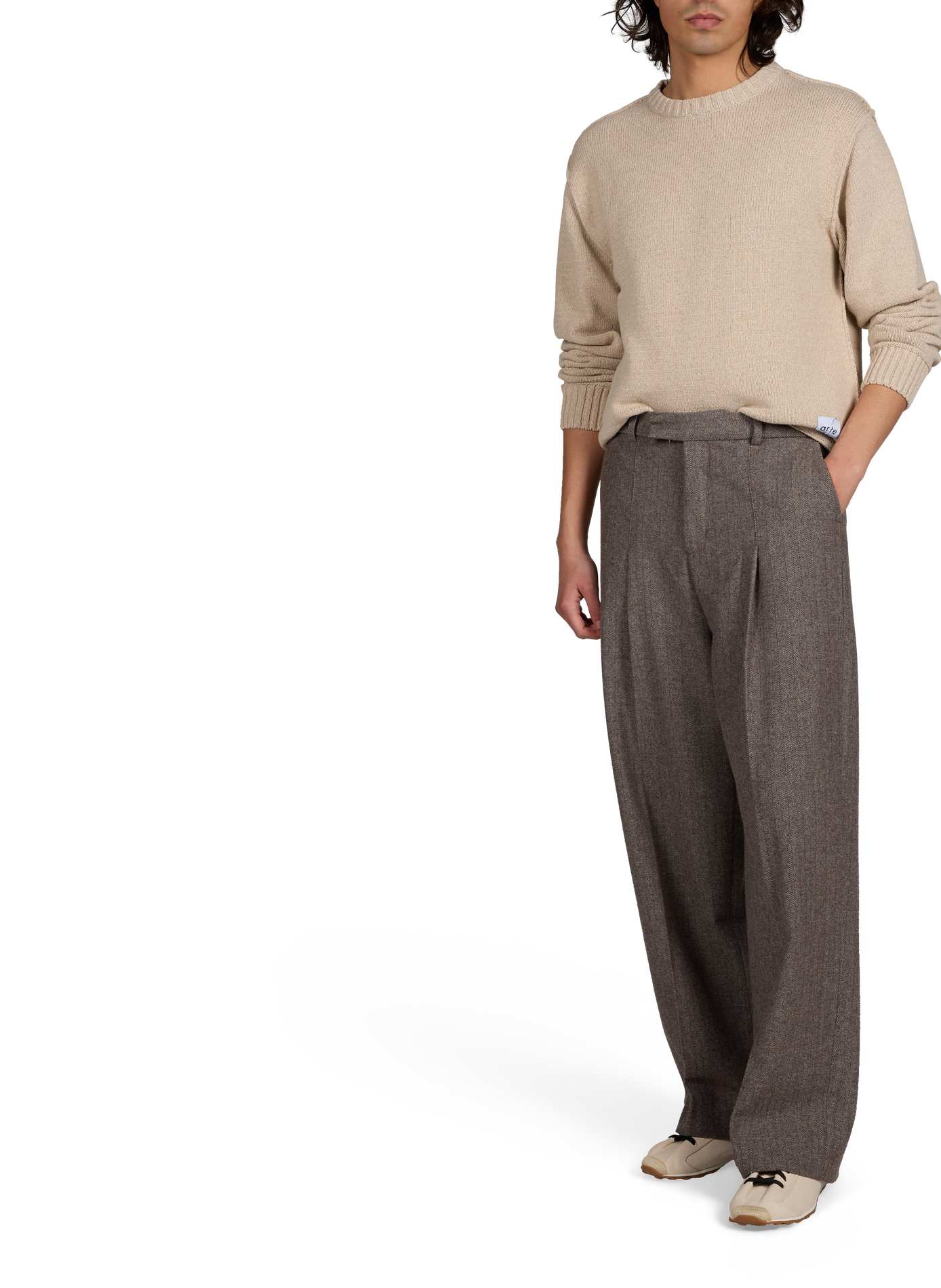 Pull à col rond en coton mélangé ARTE ANTWERP Beige