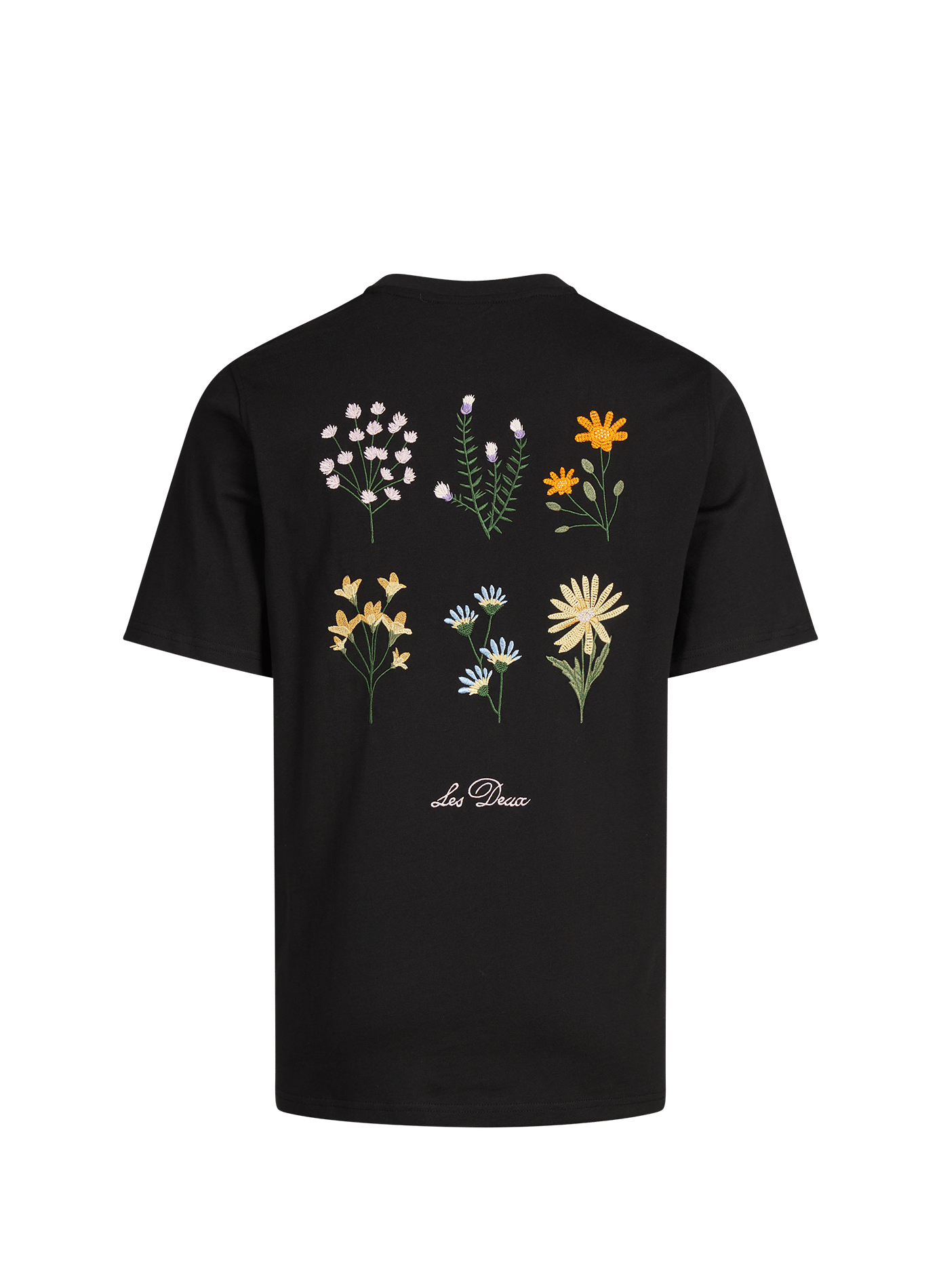 Short-sleeve embroidered cotton T-shirt LES DEUX Black