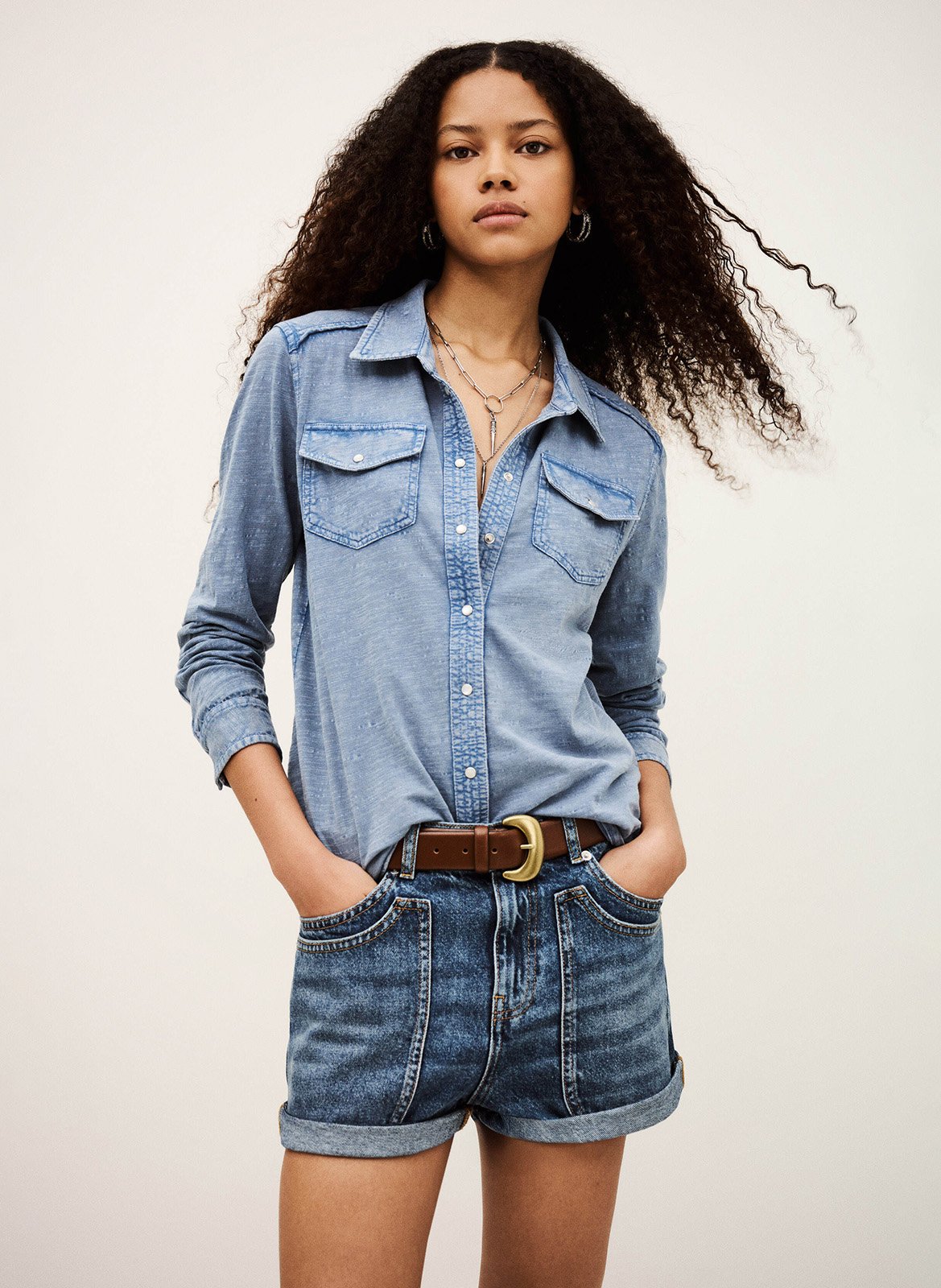 Chemise en denim col classique icare BA&SH Bleu