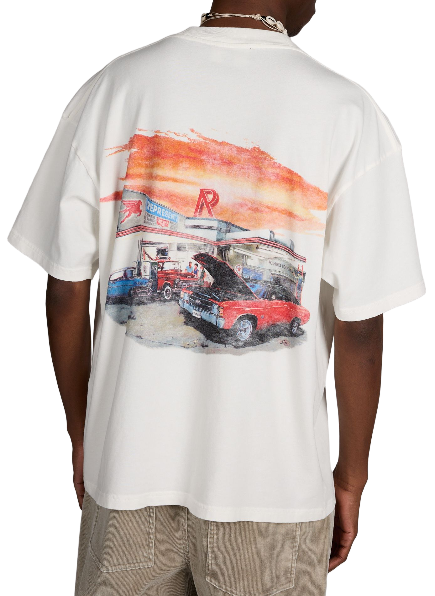 Biker-style cotton t-shirt REPRESENT White