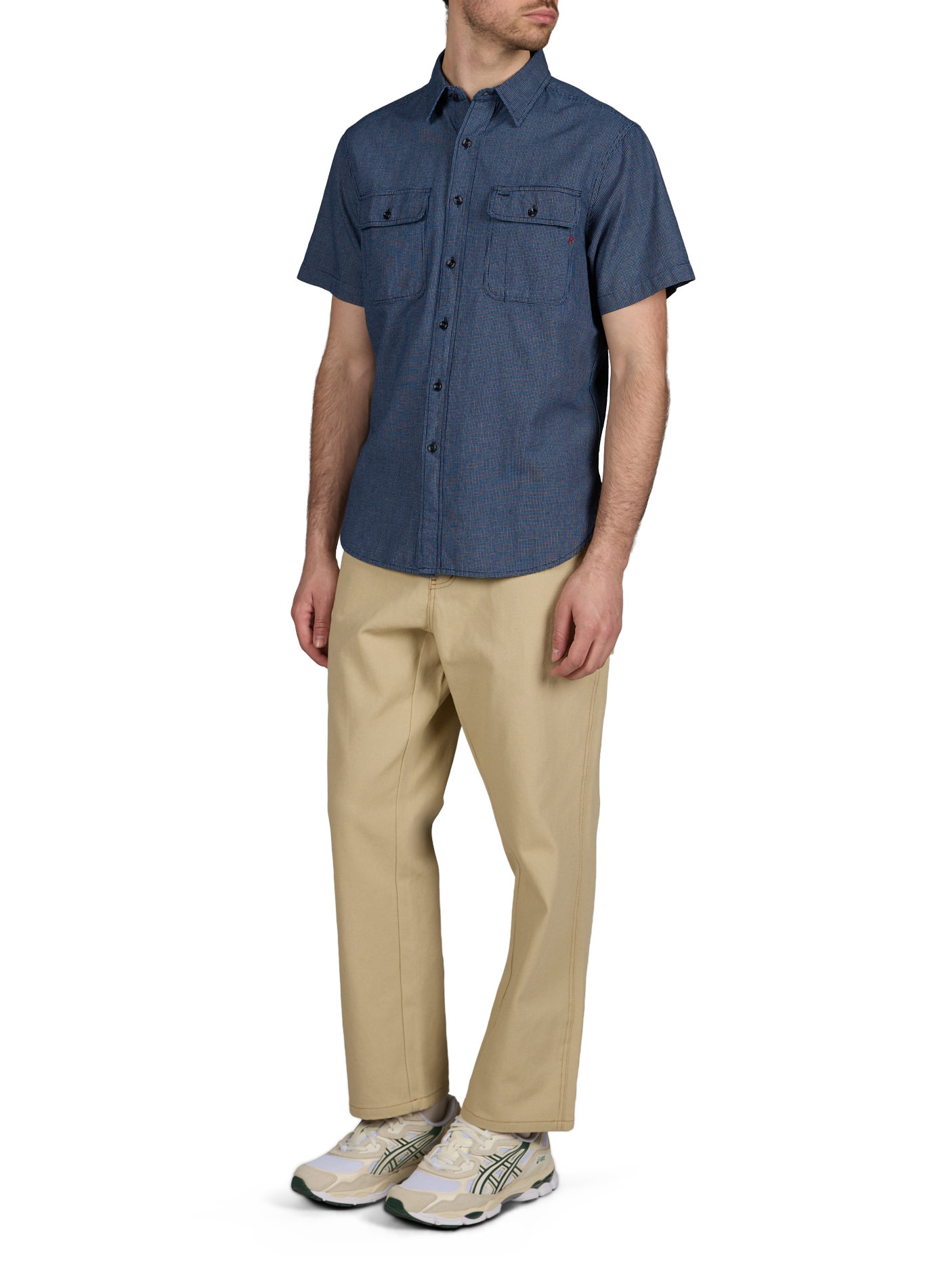 Short-sleeved cotton check shirt REPLAY Blue