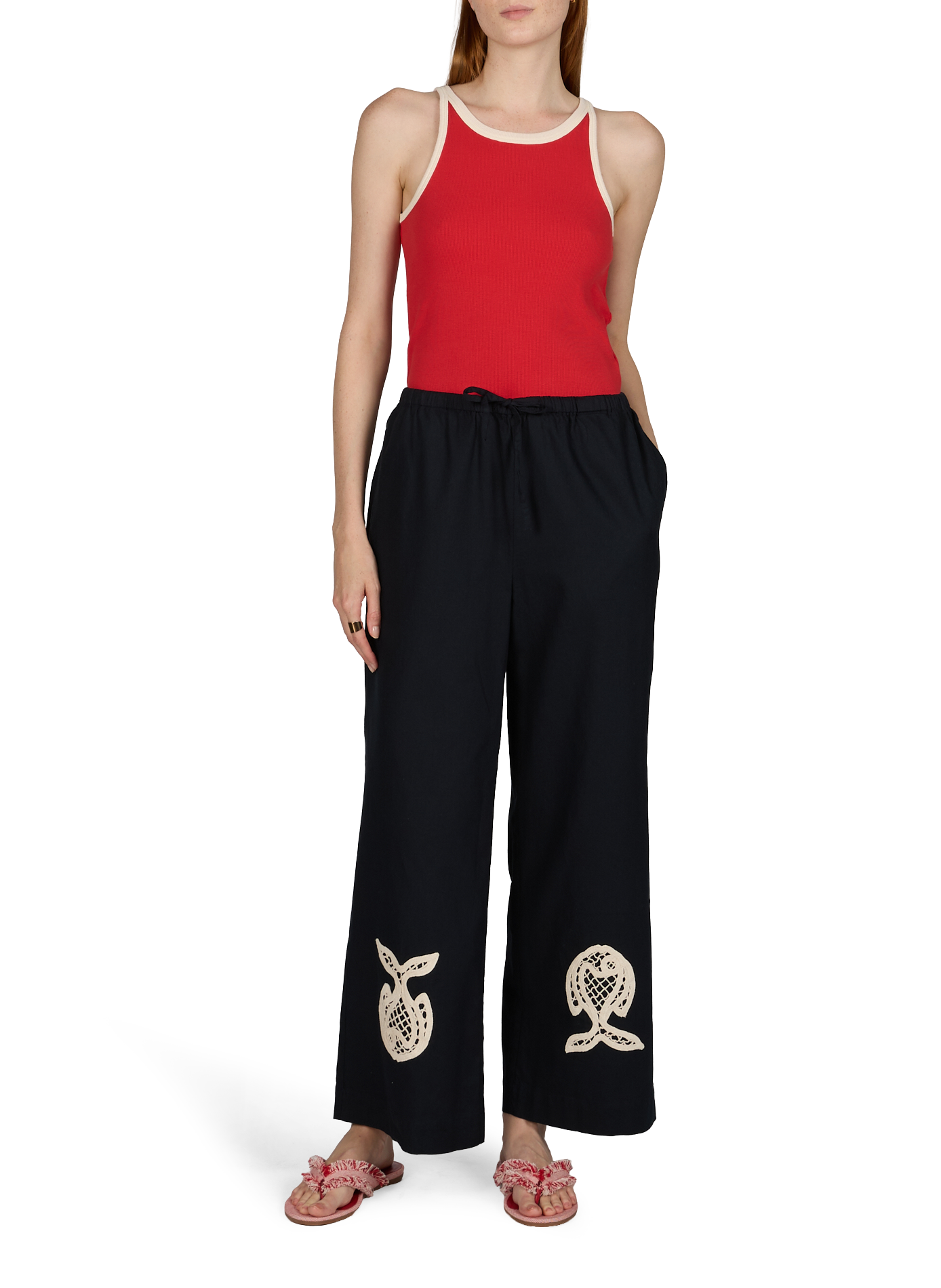 Bay Flat soft frayed canvas flat sandals JIMMY CHOO Red