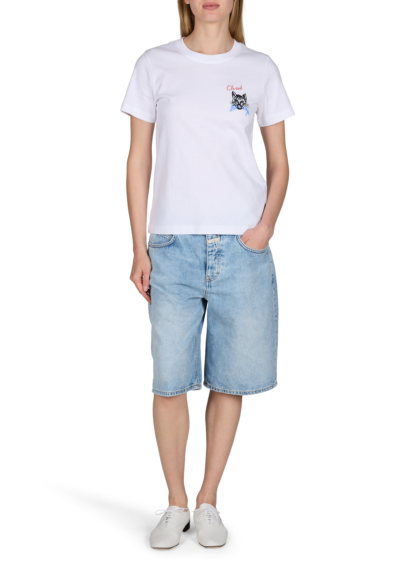 Straight Bermuda shorts in cotton denim and recycled cotton CLOSED Blue