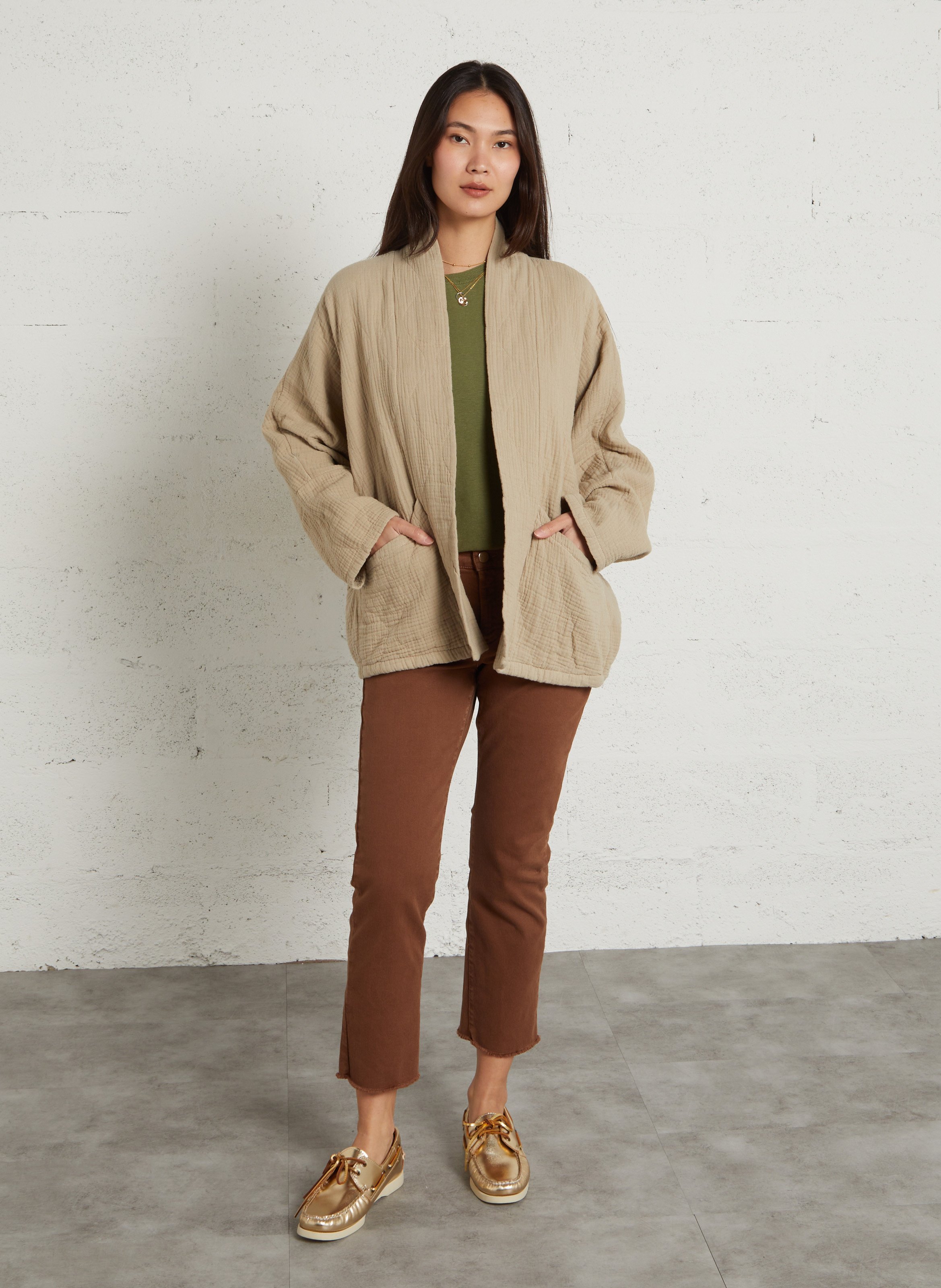 Tee-shirt col rond manches courtes uni Vert