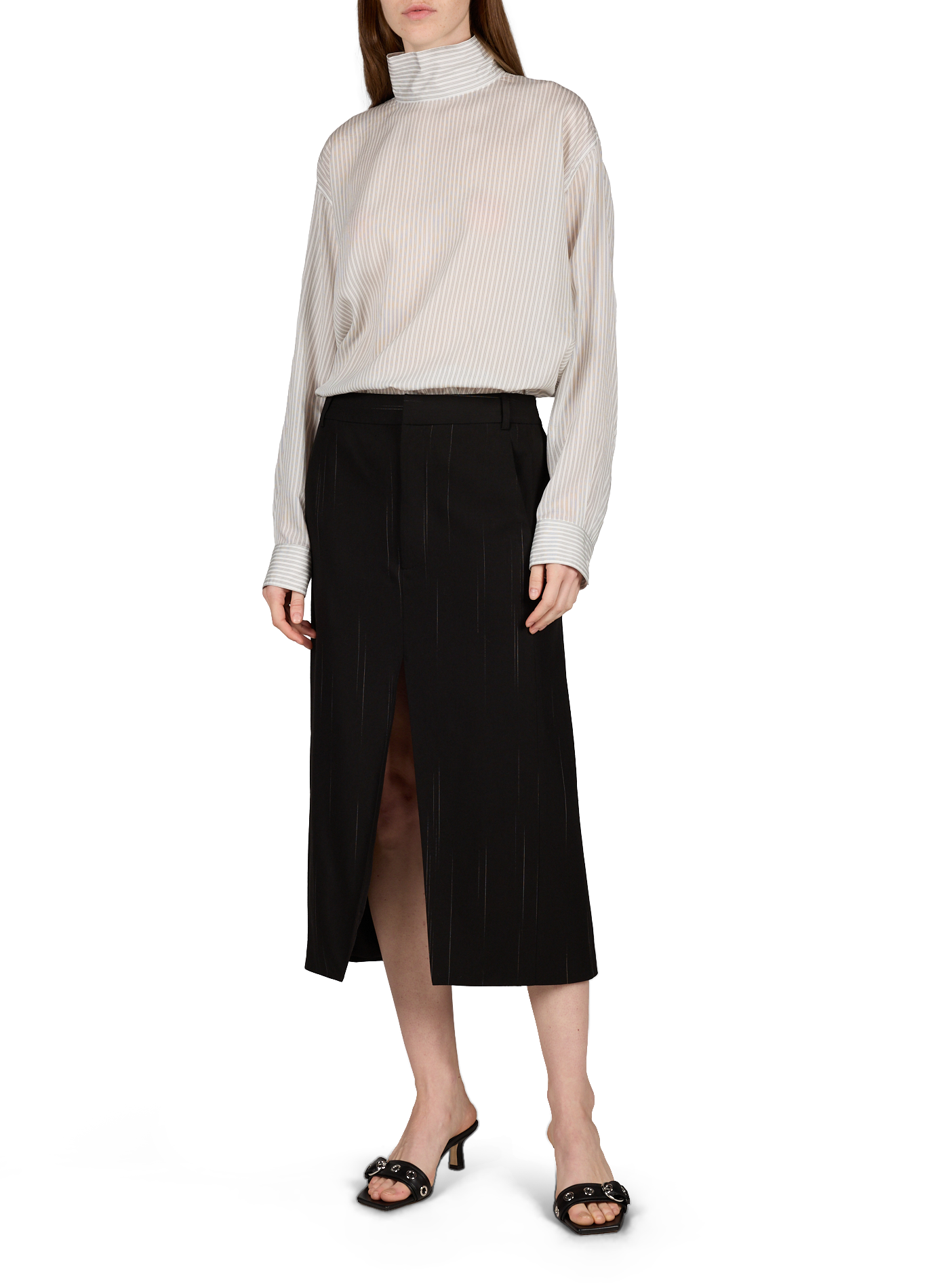 Midi slit skirt TIBI Black