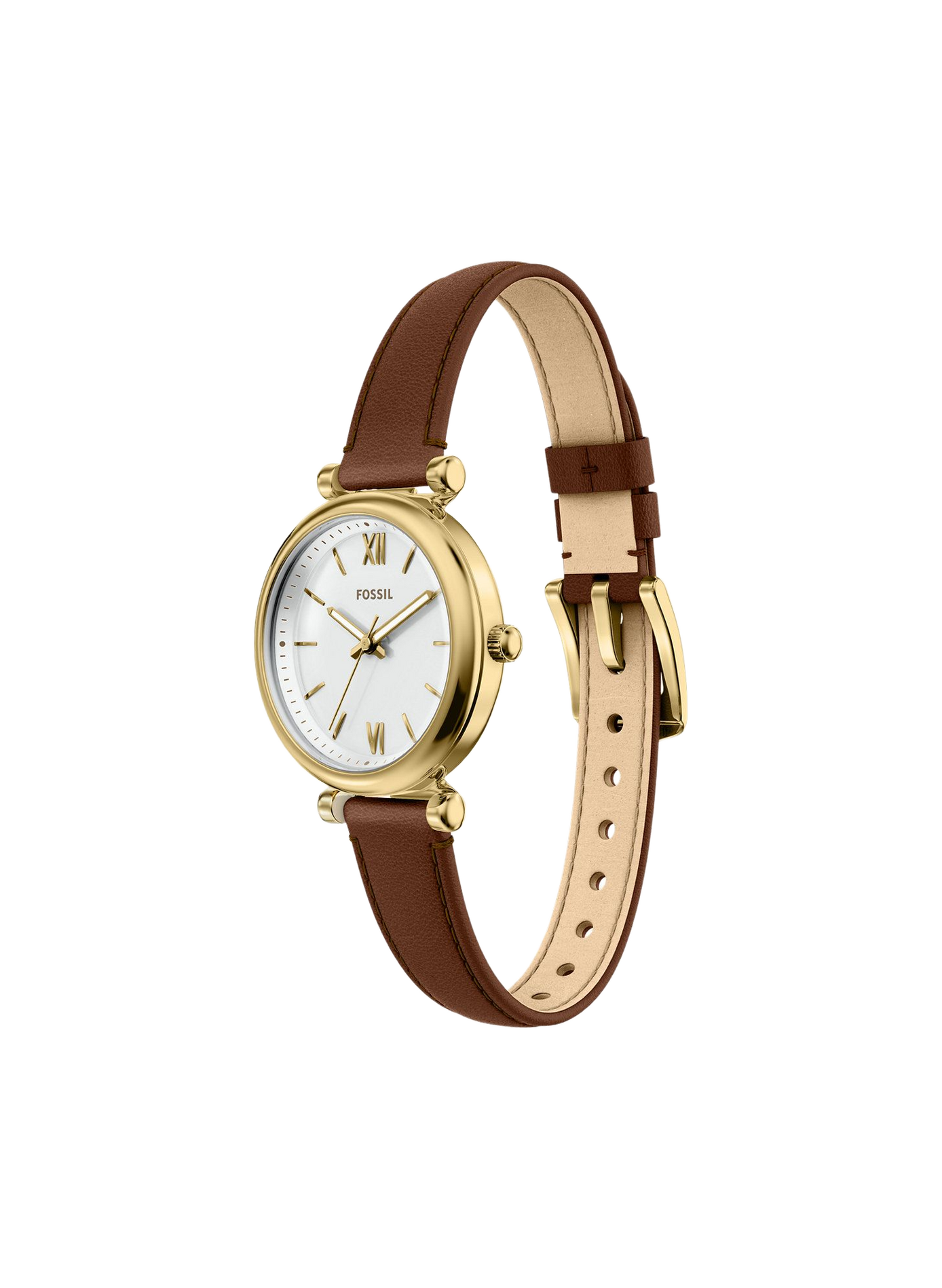 Carlie Mini leather quartz watch FOSSIL White