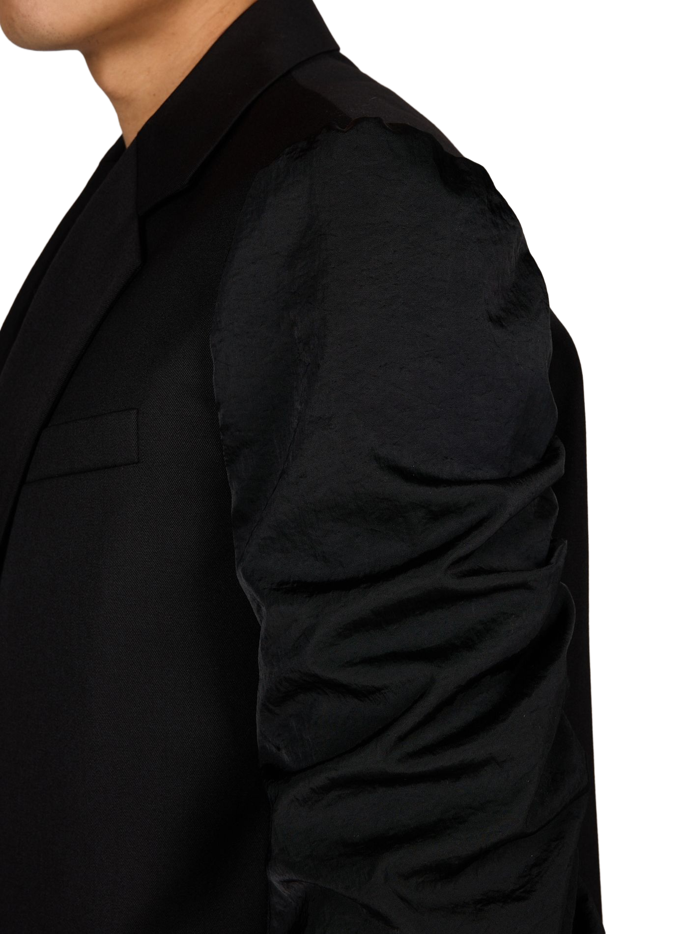 Straight wool blazer with gathered sleeves SEAN SUEN Black