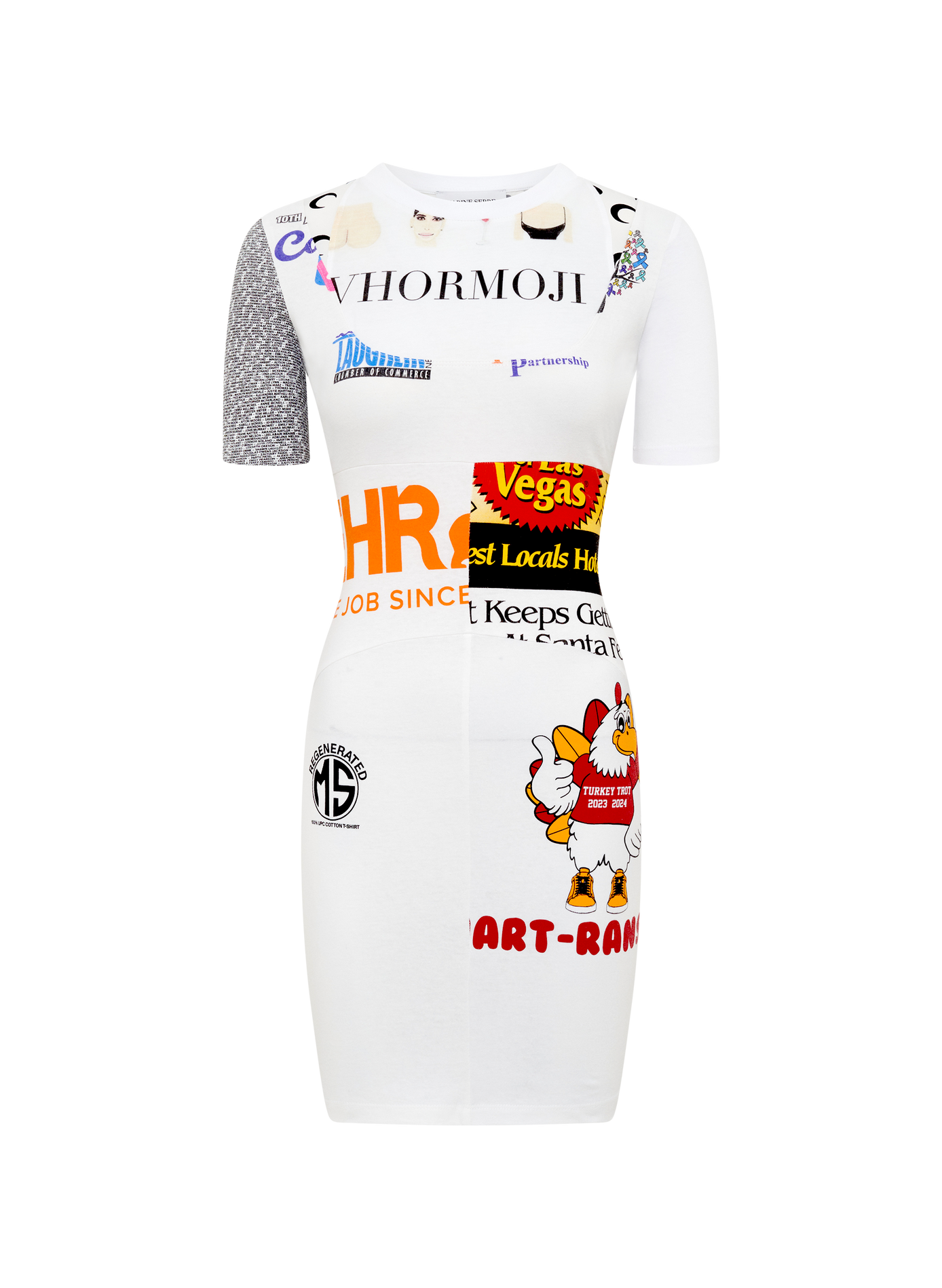 Upcycled graphic t-shirts mini dress MARINE SERRE White