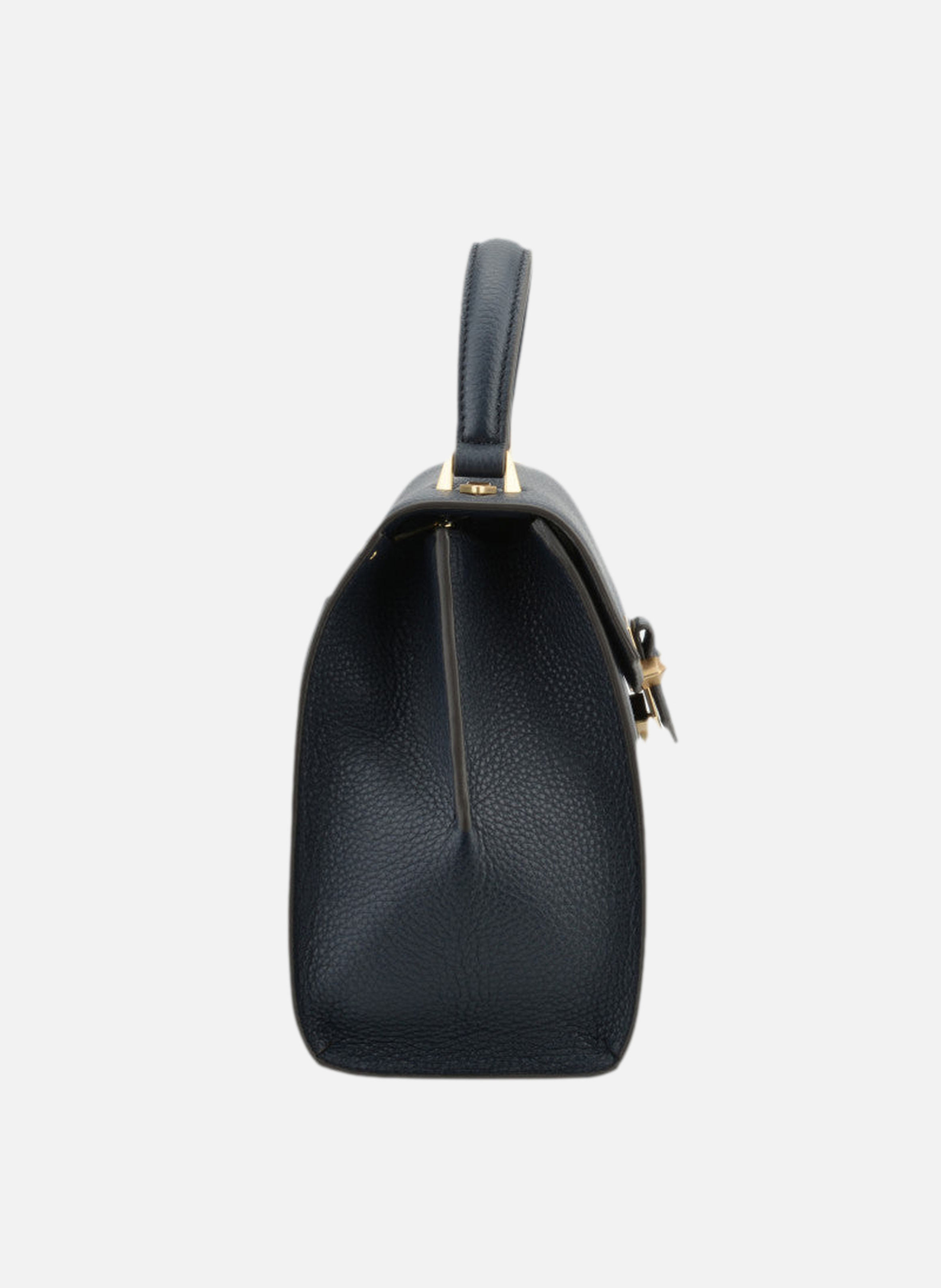 Sèvres | sac porté main et épaule mm en cuir de veau grainé POURCHET Bleu