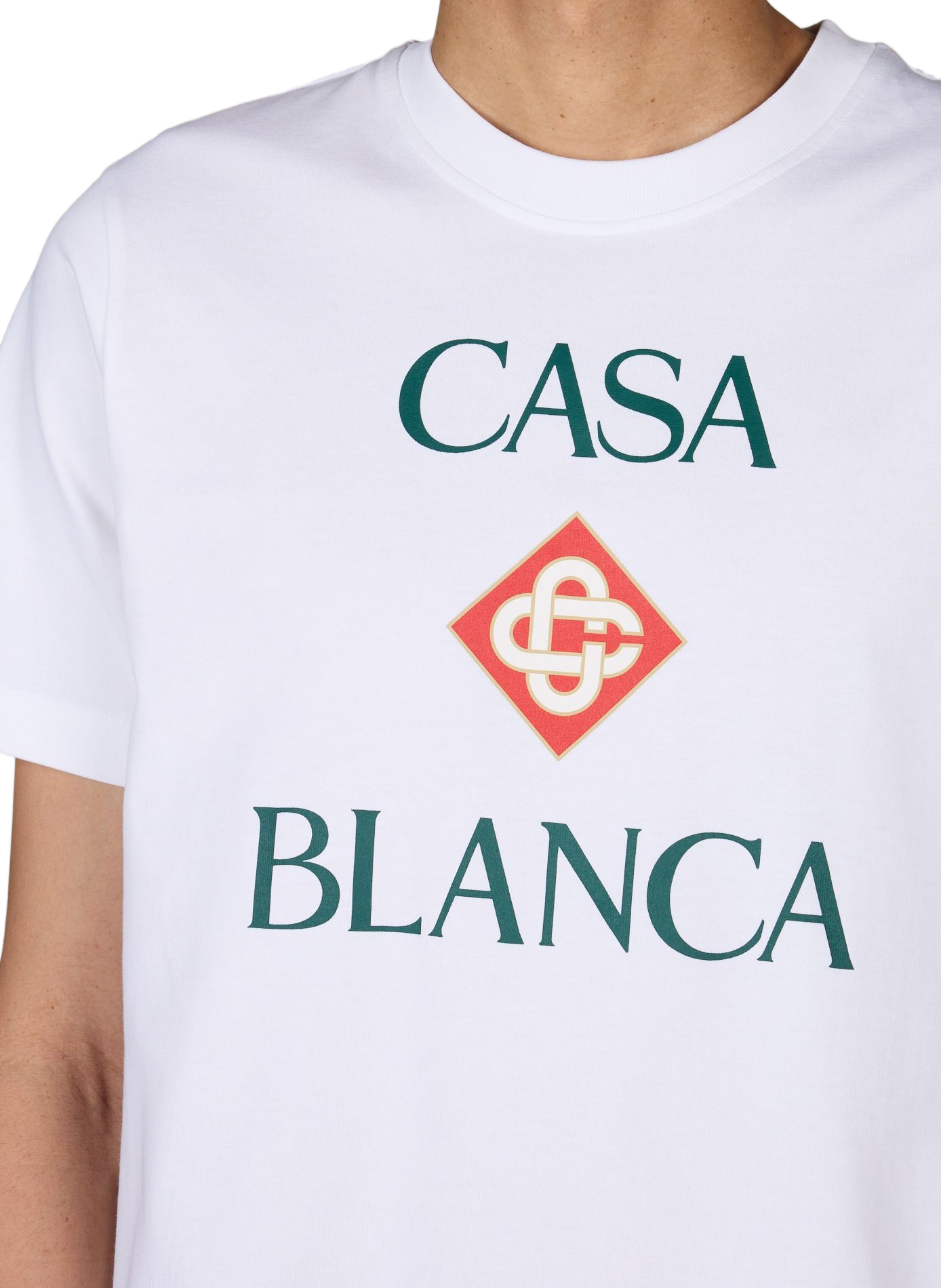 T-shirt col rond à logo en coton CASABLANCA PARIS Blanc