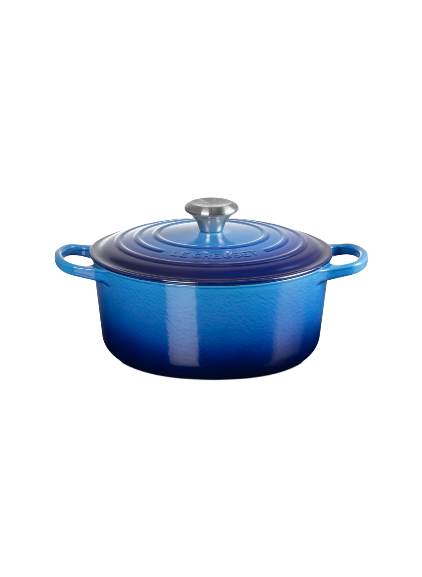 Runde emaillierte Gusseisen-Cocotte LE CREUSET Blau