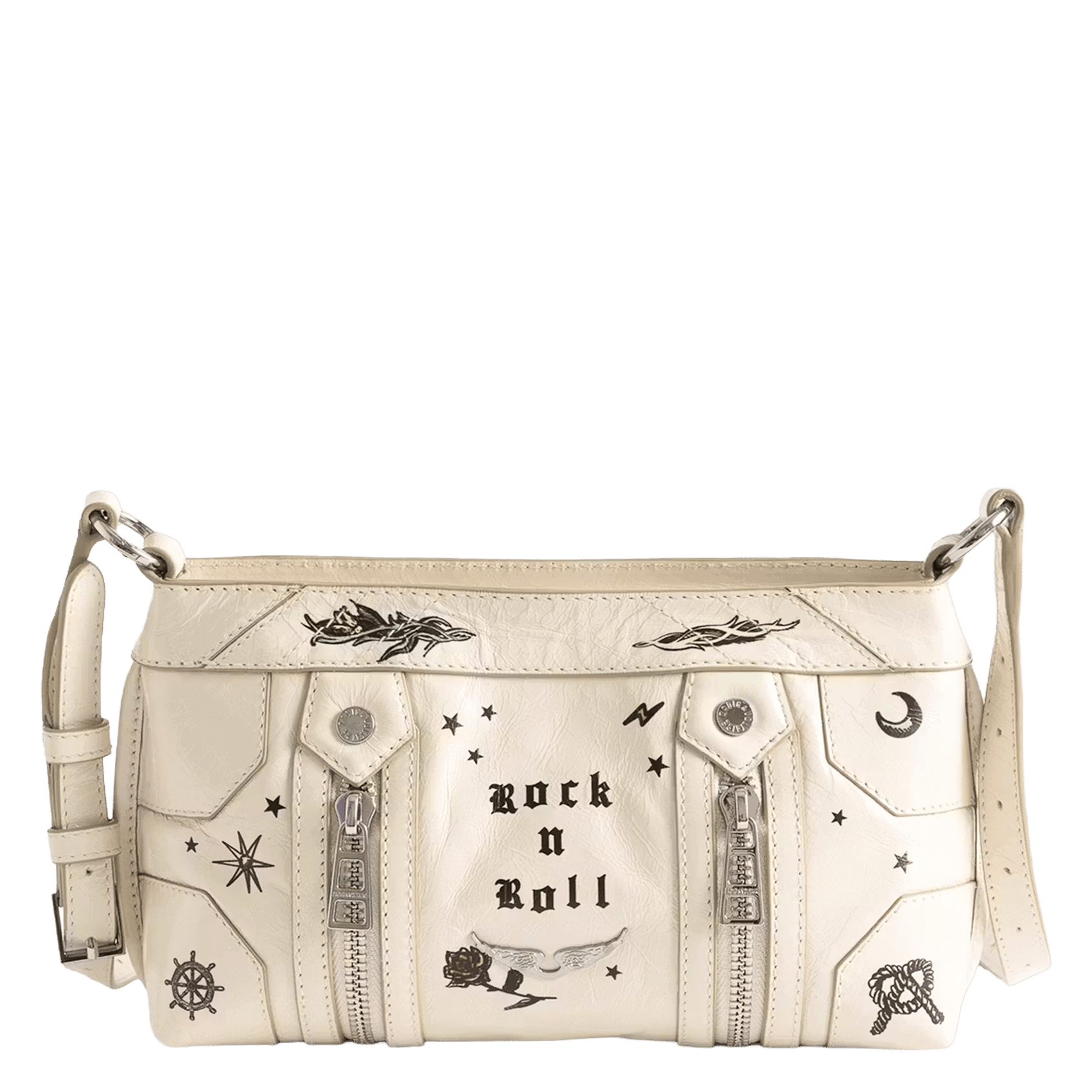 Sac bandoulière en cuir imprimé sunny mood ZADIG&VOLTAIRE Blanc
