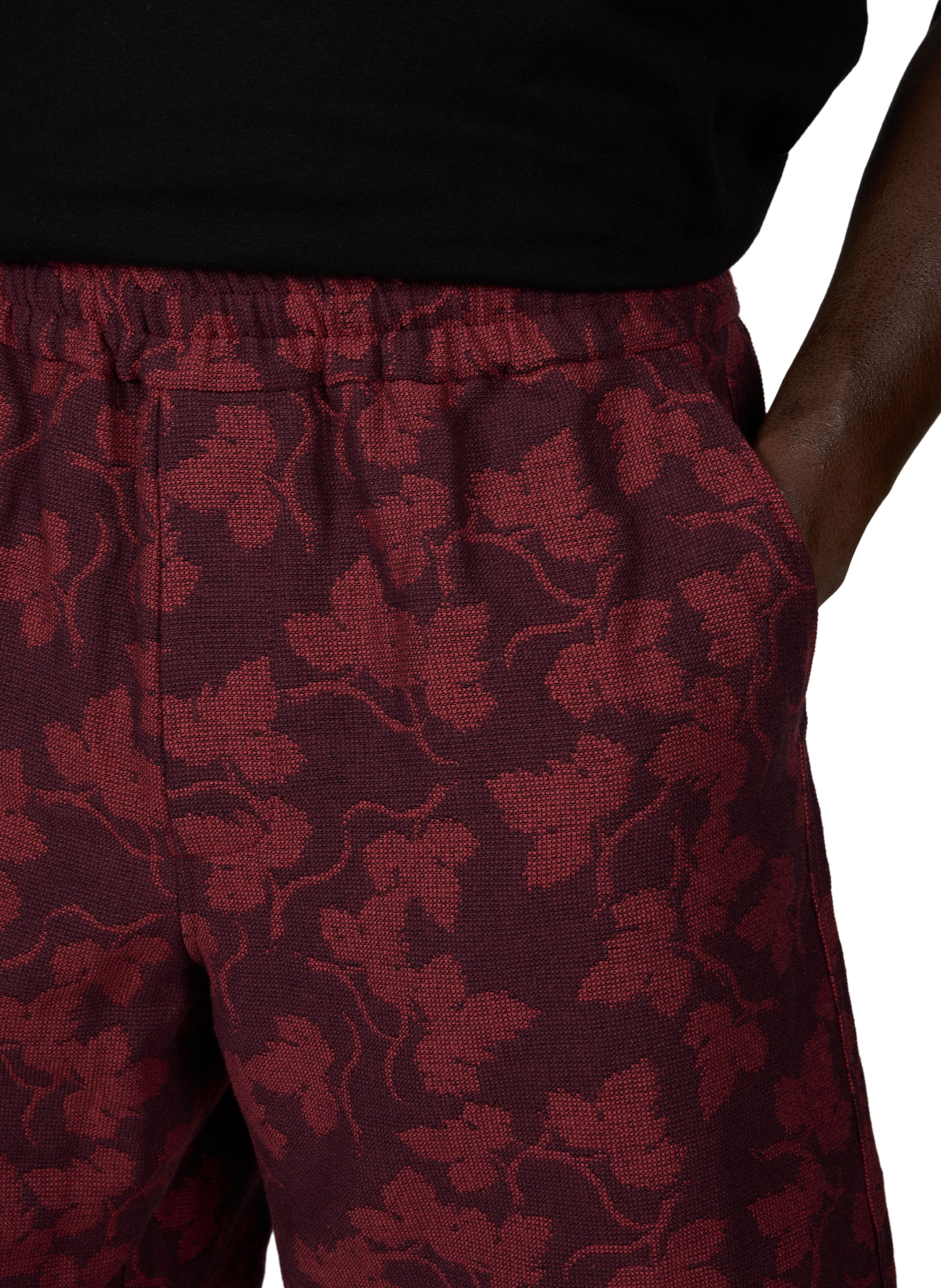 Shorts Weinblatt aus Baumwolljacquard DROLE DE MONSIEUR Rot