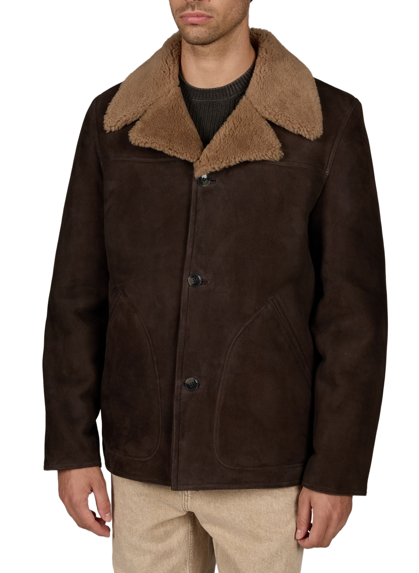 Gerade Lederjacke mit Reverskragen CLOSED Braun