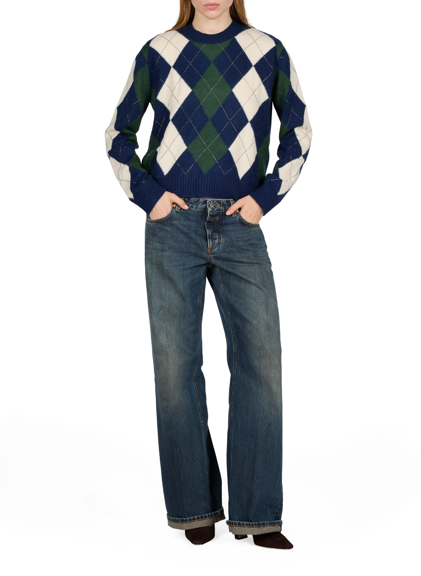 Gracie patterned sweater with rhinestones GUESS Blue