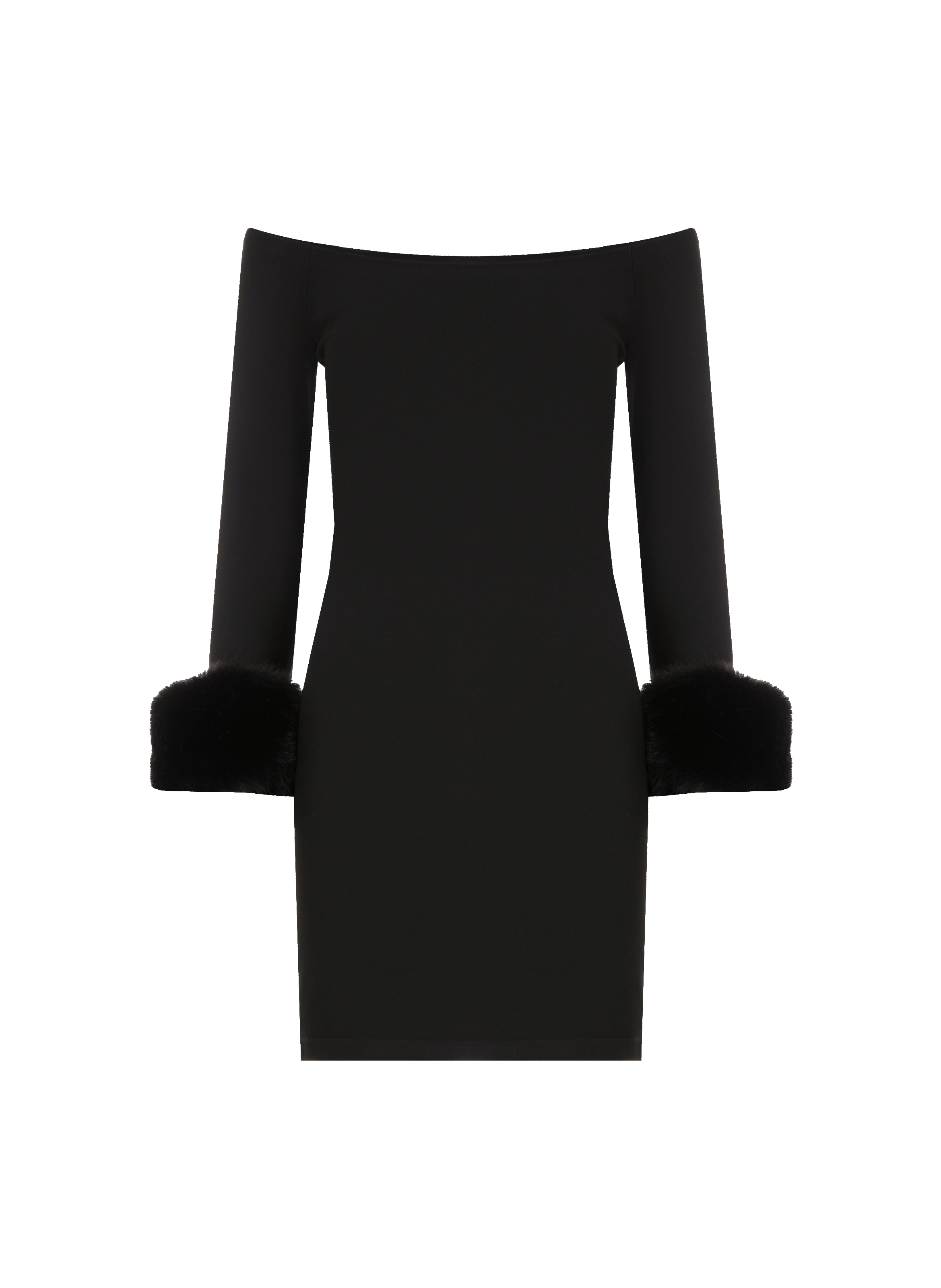 ALEXANDER WANG Fitted dress with faux fur cuffs Black