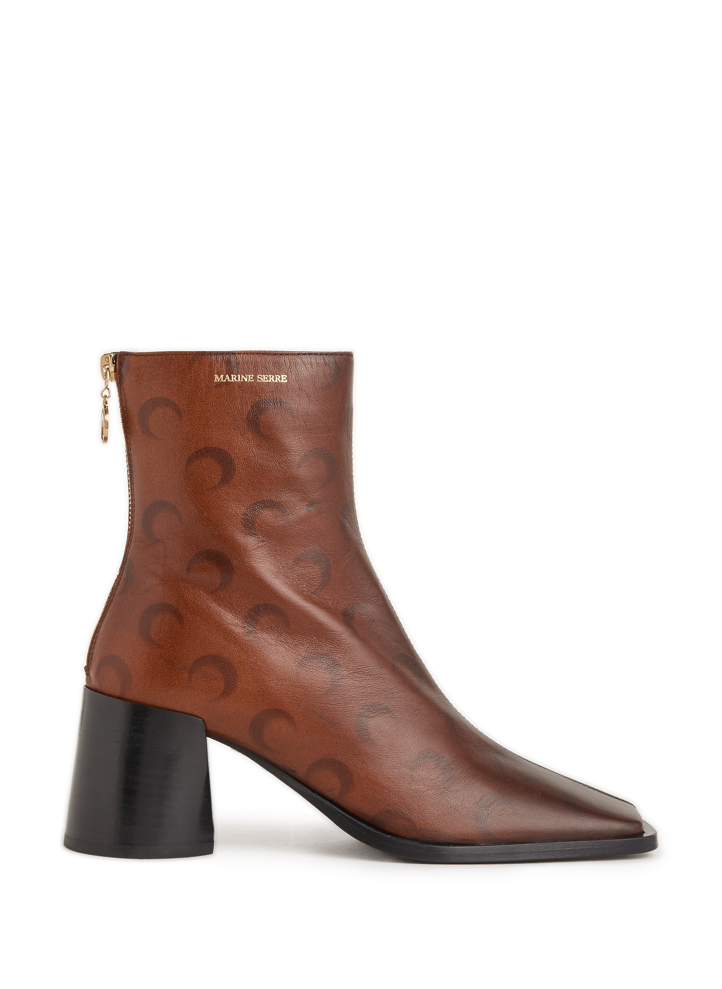 MARINE SERRE Leather ankle boots Brown