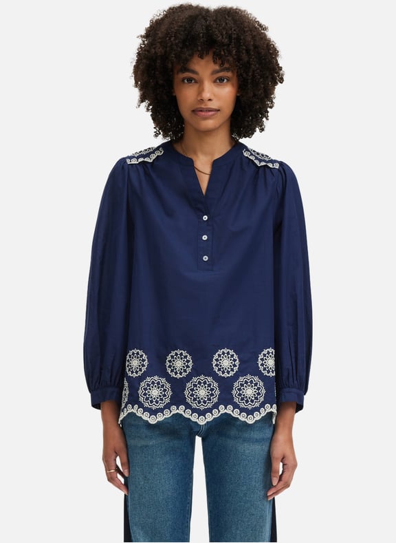 Blouse en coton à broderies - uratha Bleu by PABLO PABLO Blouse en coton à broderies - uratha Bleu