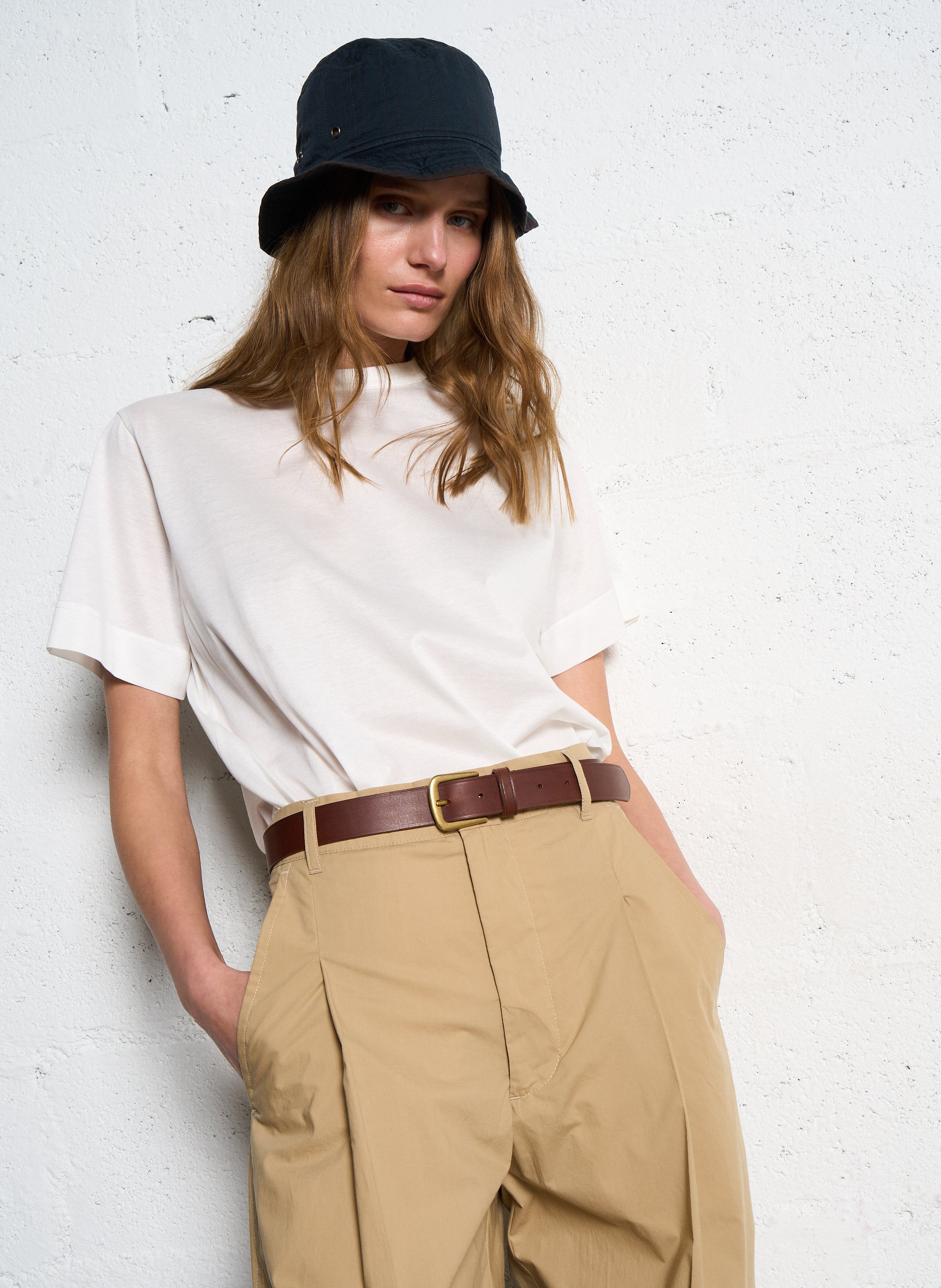 Tee shirt à col rond en coton basic SOEUR Blanc