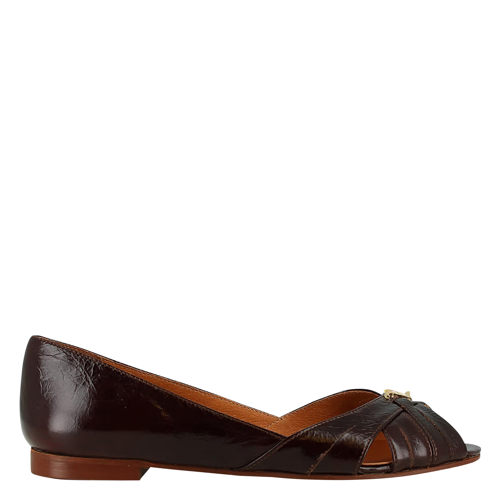 JONAK Ballerines à bouts croisés ouverts drapeau Marron